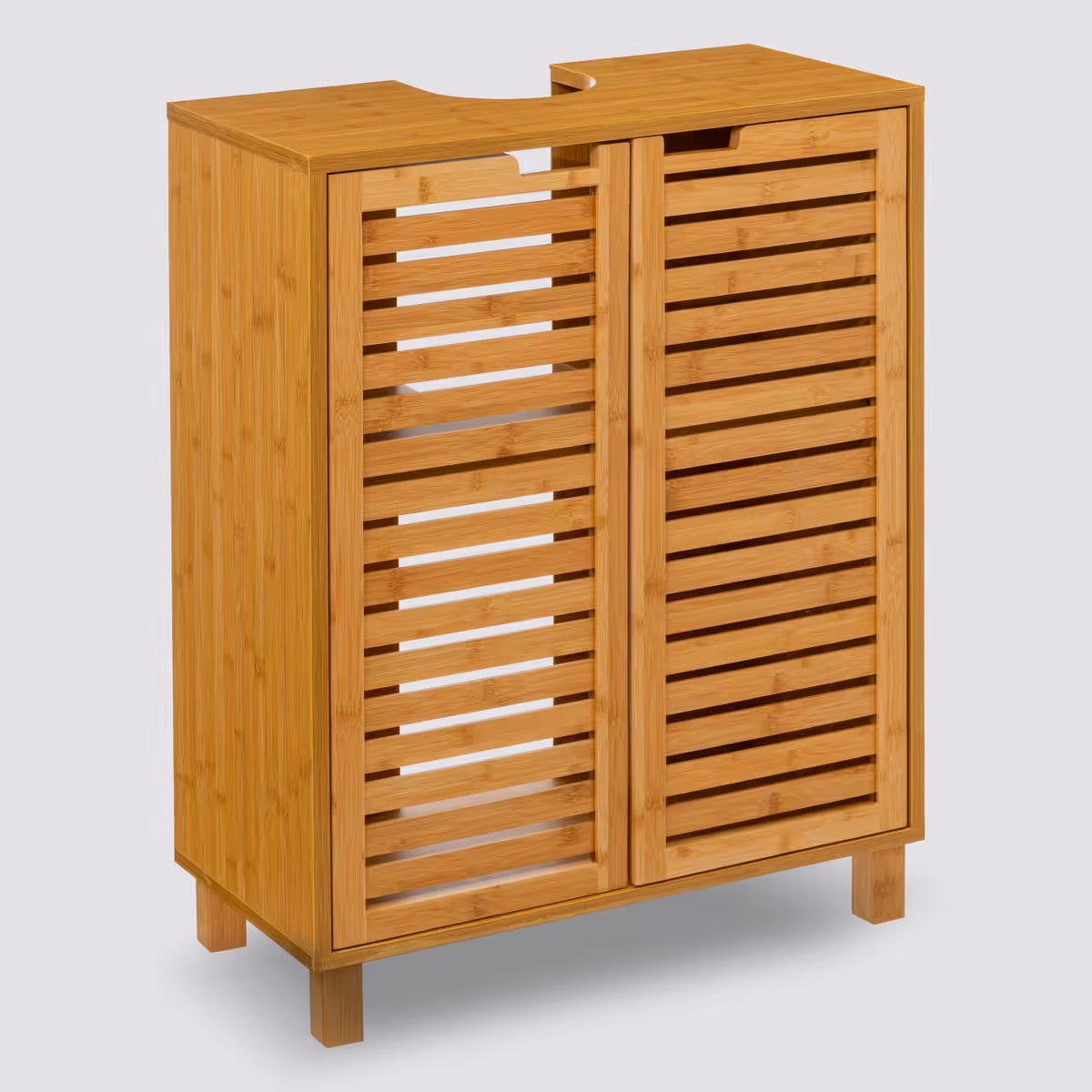 Meuble de Lavabo en Bambou Minimaliste Rangement de Salle de Bain Bois Clair Missoula Meuble de Lavabo en Bambou Minimaliste Rangement de Salle de Bain Bois Clair Missoula