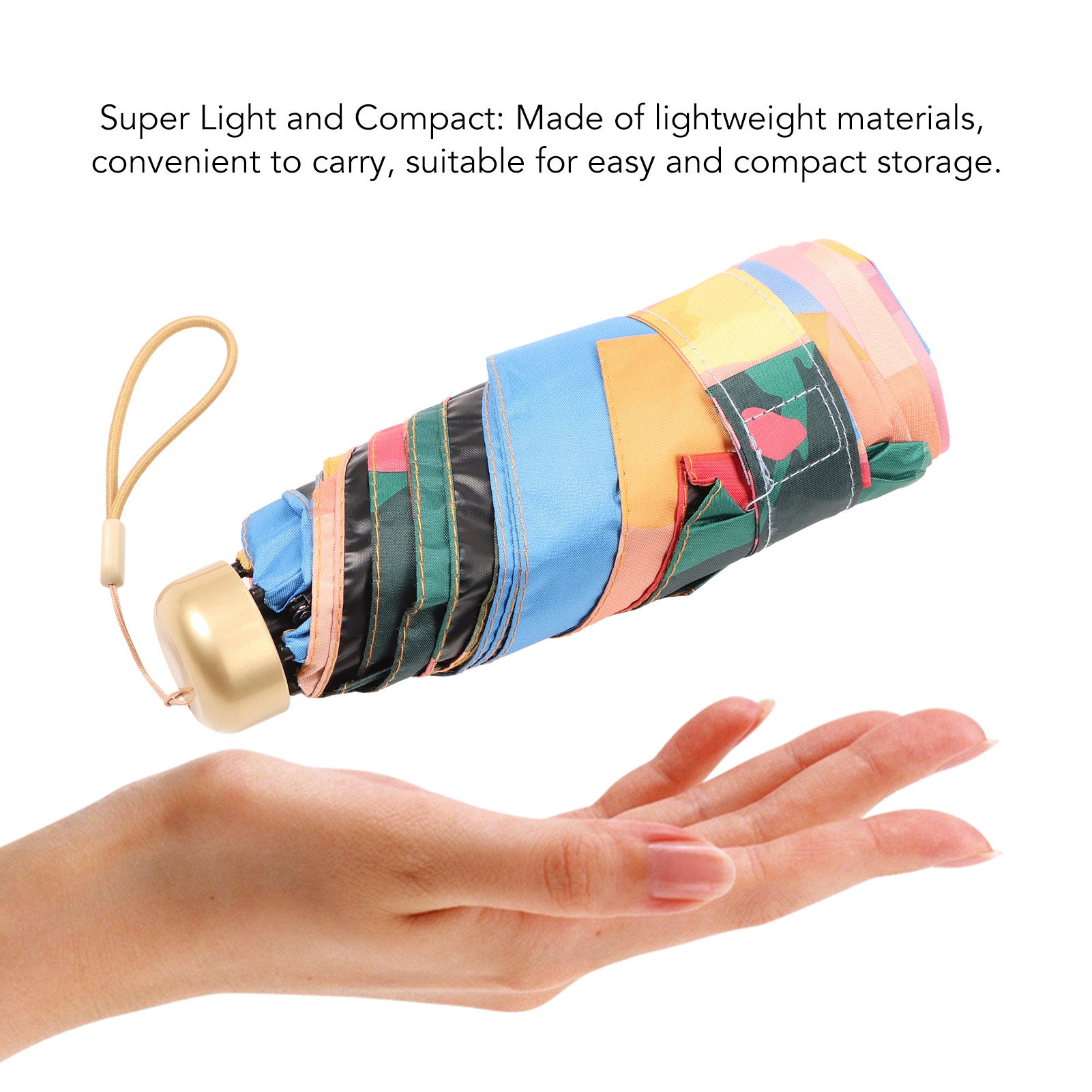 Parasol compact pliable à 5 niveaux et 6 baleines - Multi-usages - Protection contre le soleil et la pluie - Parapluie de voyage pour l'extérieur - 3