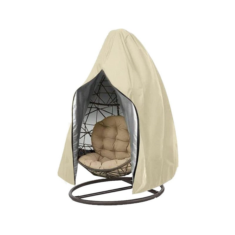 Pokrowiec na leżak ogrodowy z zamkiem błyskawicznym, pokrowiec na fotel bujany, wodoodporny i wiatroodporny, beżowy, 200 x 230 cm