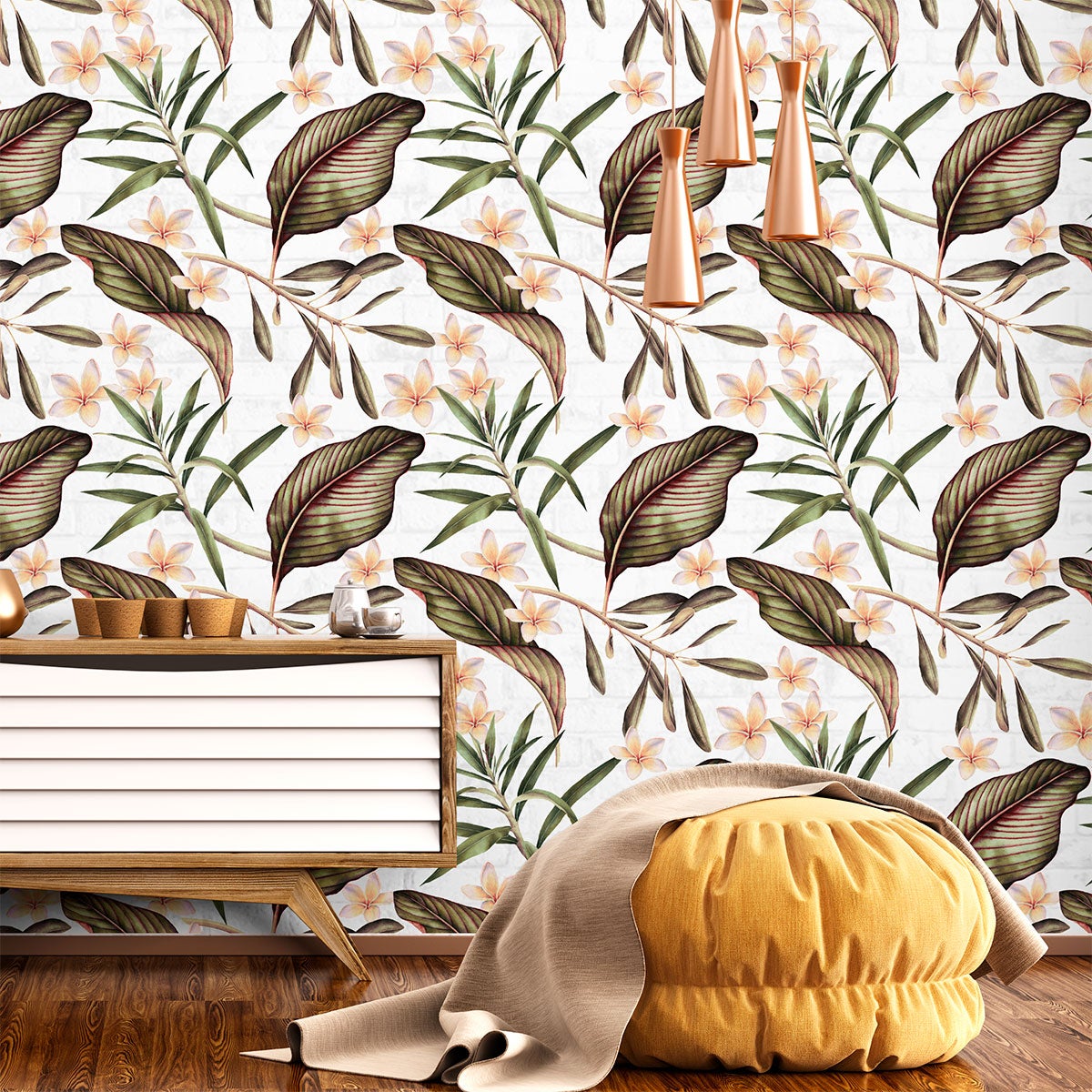 Vinilo tapiz tropical chachapoyas - adhesivo de pared - revestimiento sticker mural decorativo - 60x60cm