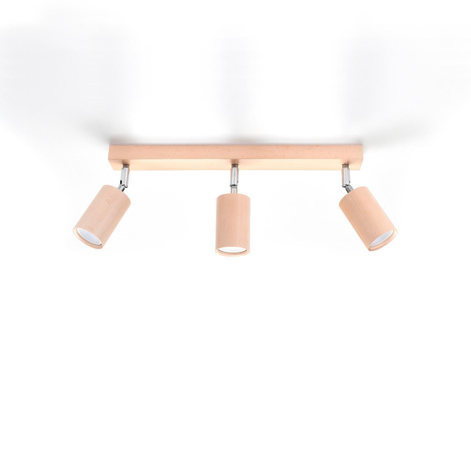Reflektor sufitowy spot natynkowy Berg listwa jasne drewno-chromowany 3xGU10x40W wym: 45 x 45 cm metal Sollux Lighting