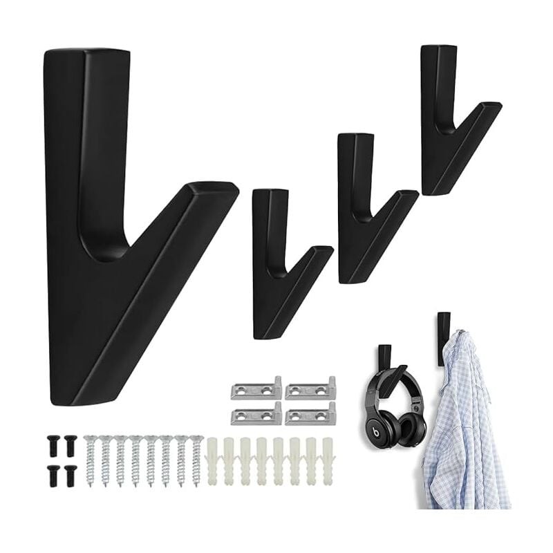 4 szt. Wieszaków Ściennych, Wieszak Ścienny, Wieszak na Ubrania, Haczyk na Ubrania, Wieszak na Płaszcze, Nowoczesny Haczyk na Kurtki