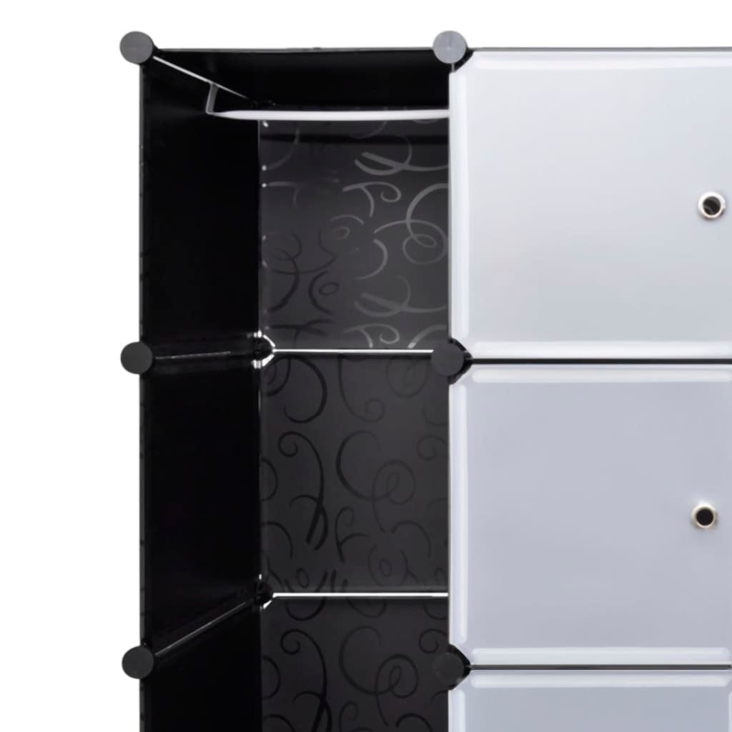 Armário modular com 18 compartimentos preto e branco 37x146x180,5cm - COMFORTXL - 4