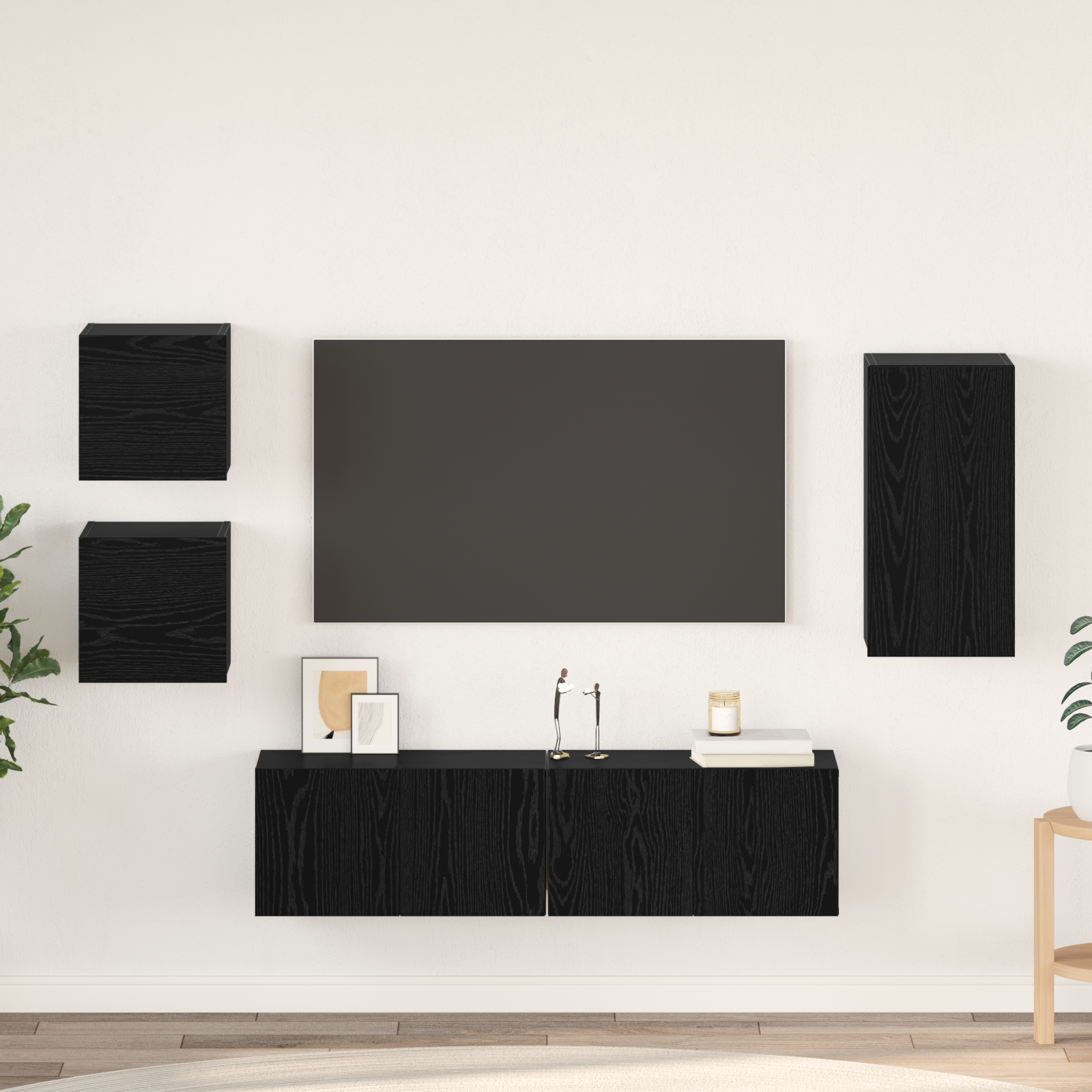 Zestaw szafek RTV 5 pcs Czarny Dąb Materiał drewnopochodny vidaXL