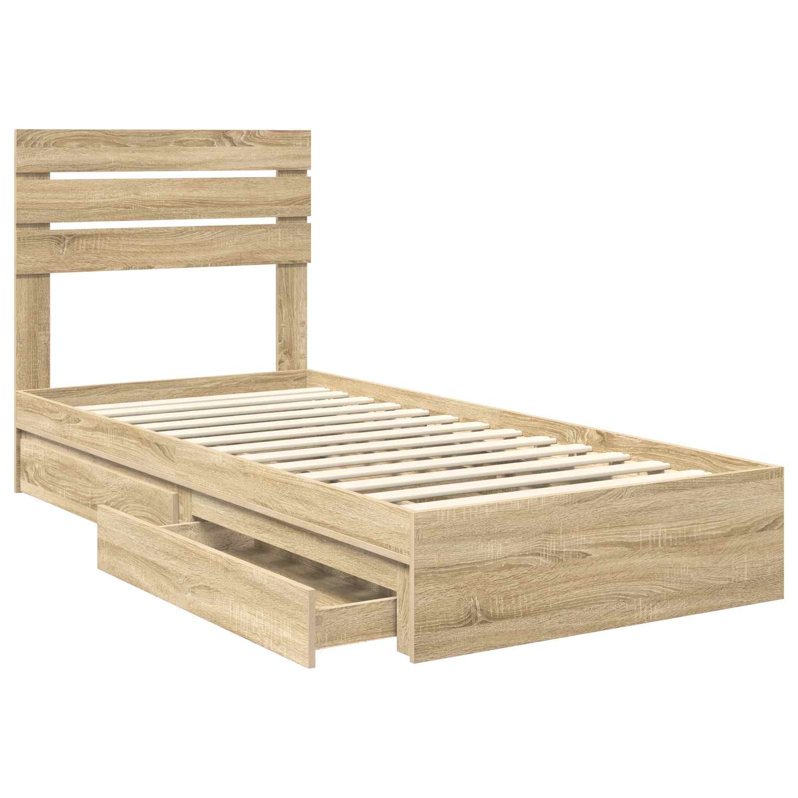 Lit de rangement chêne 75 x 190 cm panneau de bois - 5