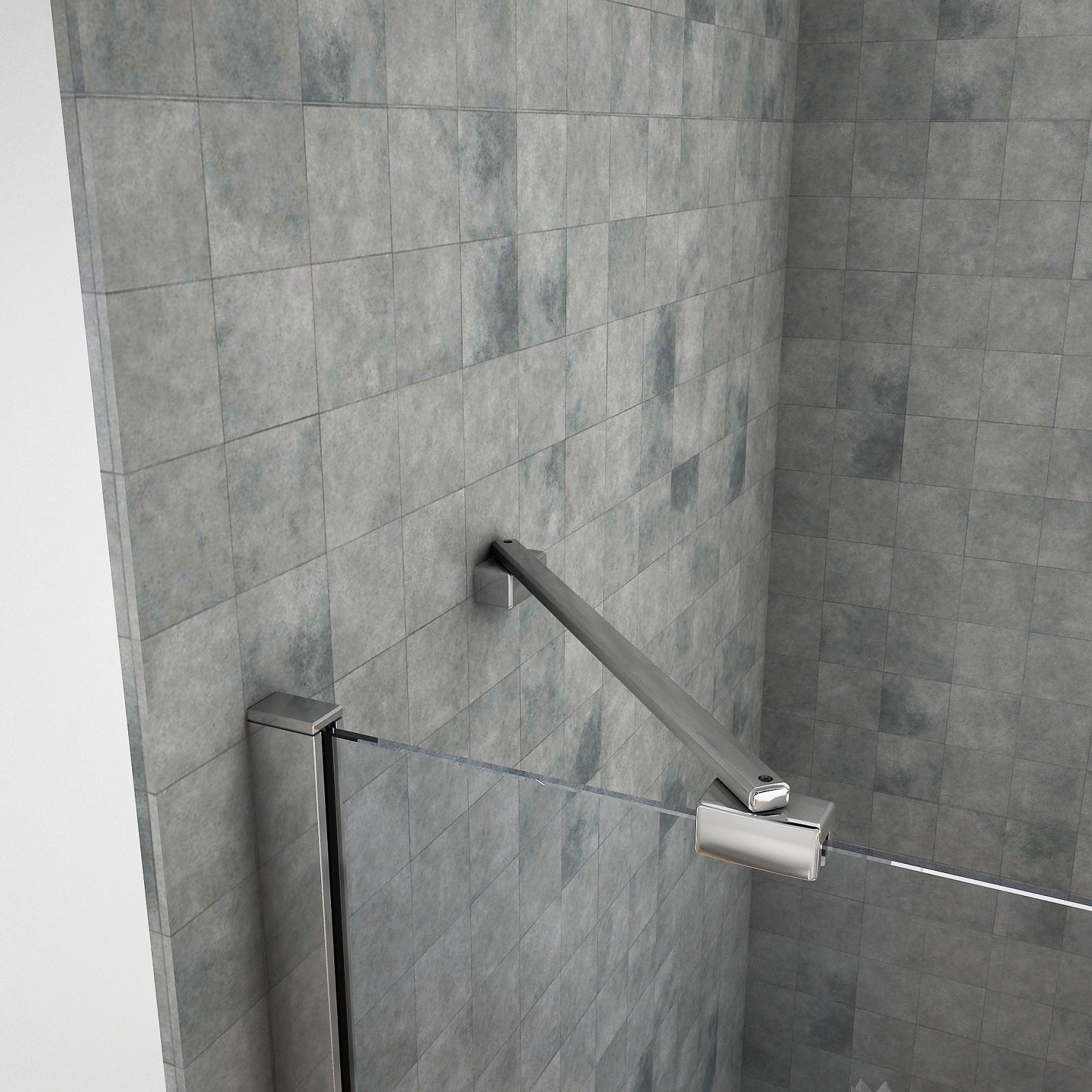 Paroi de douche fixe à l'italienne verre trempé clair Ep.8mm - 60cm H.200cm - Chromé - Barre fixe 45cm incluse - 4