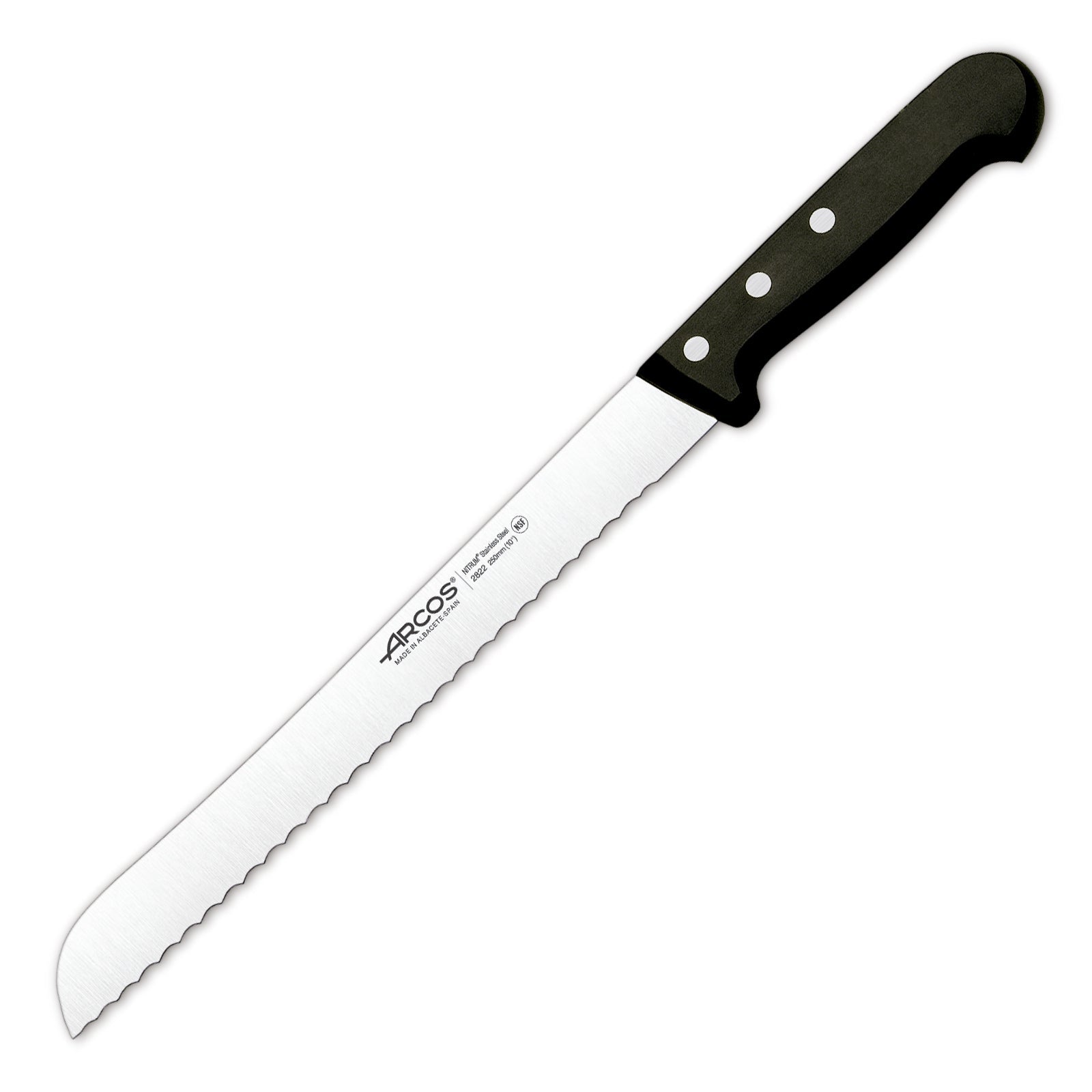 Arcos Hermanos Arcos Universal, Cuchillo Panero Perlado 25 Cm Acero Inoxidable Forjado Nitrum Negro Acero Inoxidable, Leroy Merlin