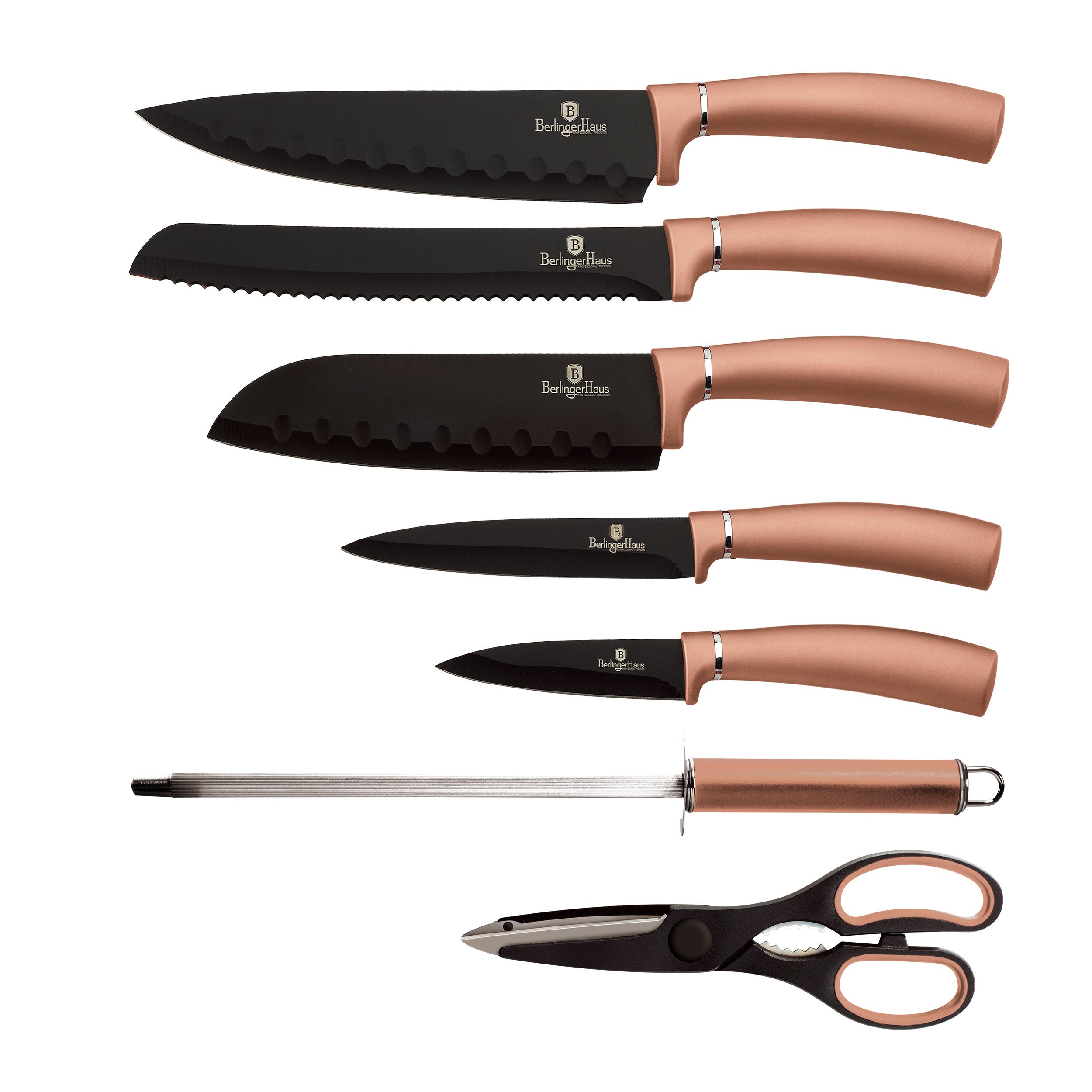 Set di Coltelli da Cucina Professionali Acciaio Inossidabile Coltello da Cuoco Berlinger Haus Oro rosa Rose Gold - 2