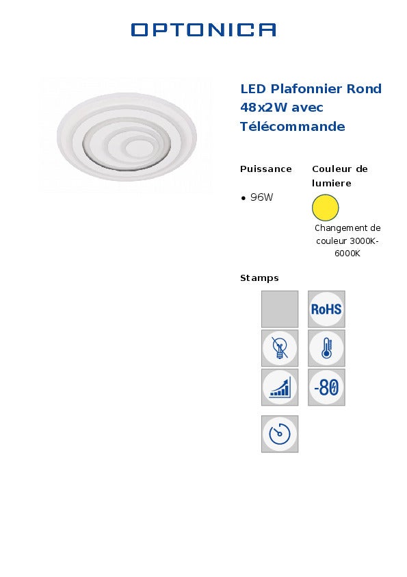 96W LED rotondo Spot ø500mm Sandy White - CCT bianco 3000-6000K - 7