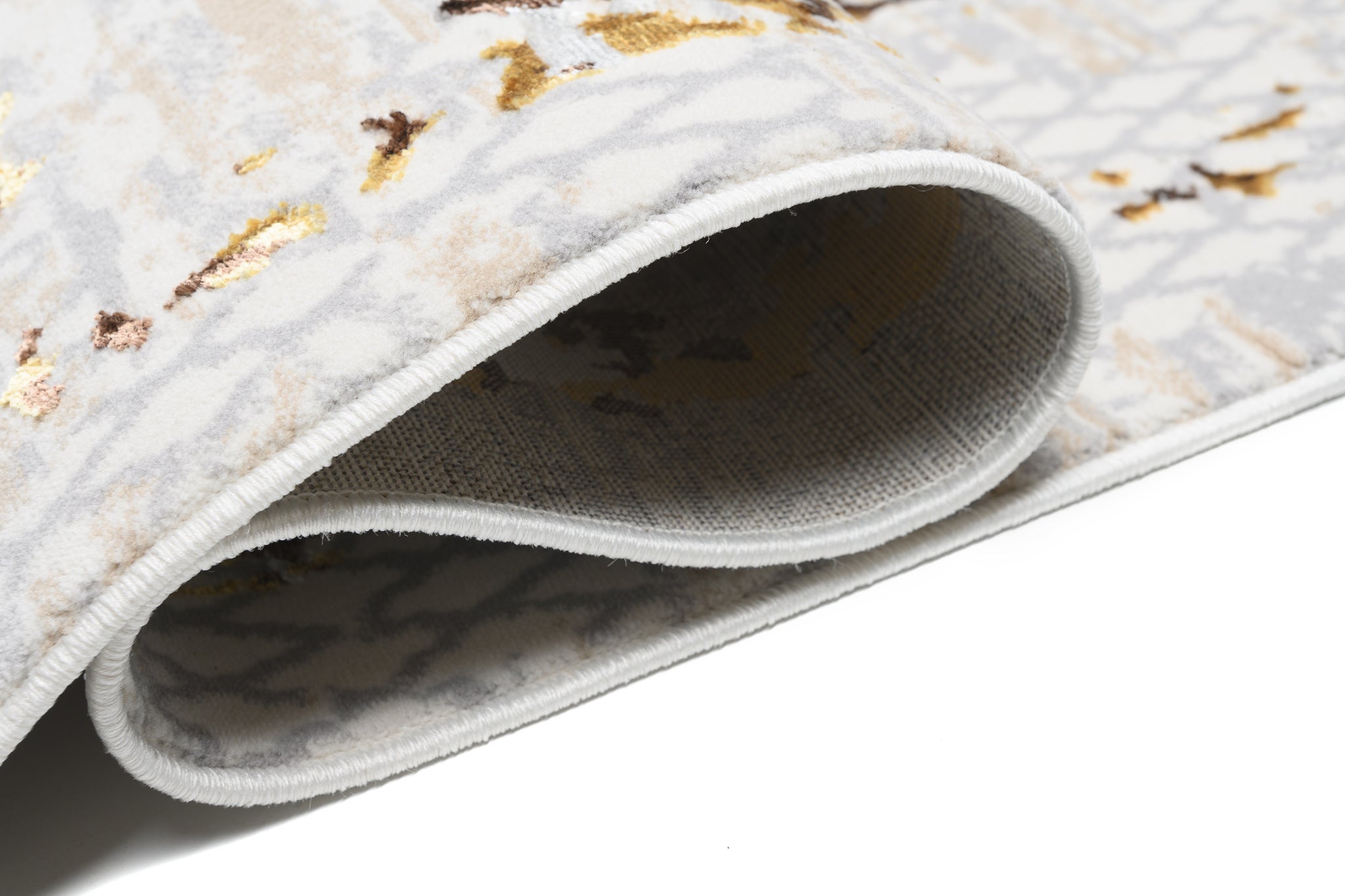 TAPISO Golden Tapis de Salon Moderne Or Beige Gris Crème Marron Moucheté Motif Cadres Doux Poil Court 200 x 300 cm - 8