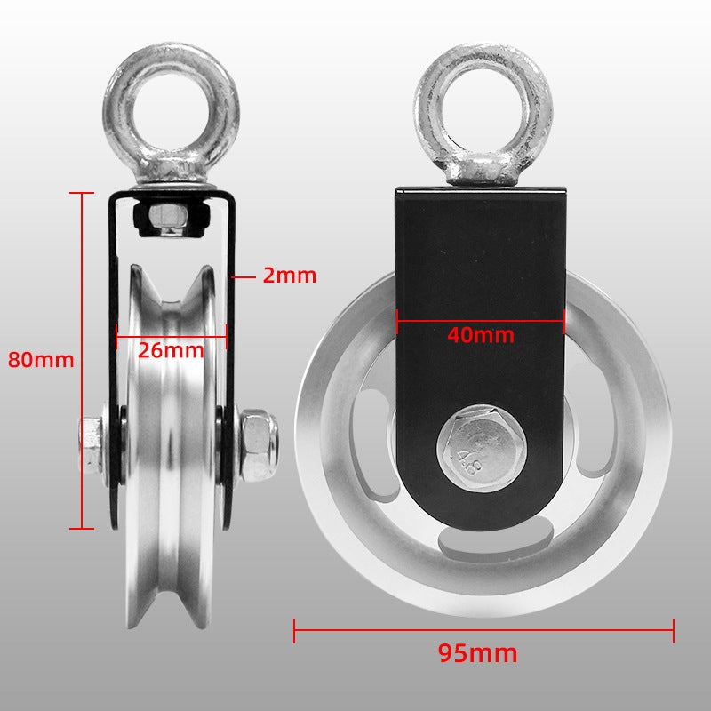 Puleggia Fissa In Acciaio Inox Per Parete | Capacità 80 Kg Con Viti E Tasselli | Ideale Per Plafoniere E Porte Avvolgibili (2 Pezzi)