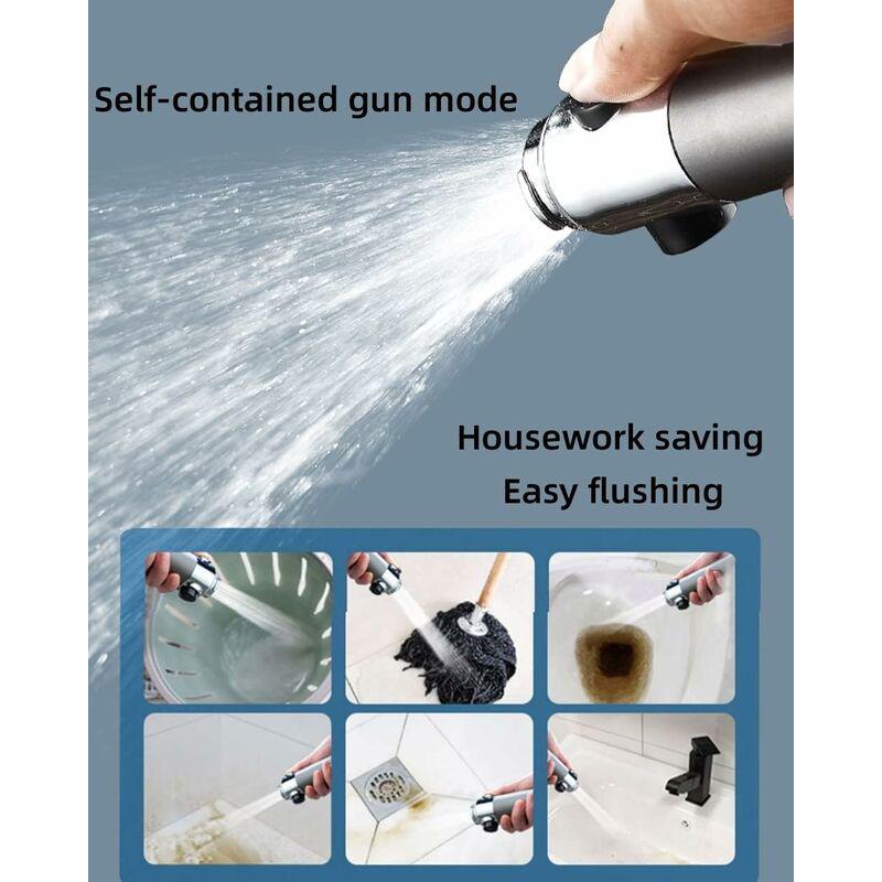 Pommeau de Douche Haute Pression, Douchette Douche Salle de Bain 4 Modes Réglable, Anti Calcaire Douchette Massant avec Stop Eau, Pommeau de Douche - 4