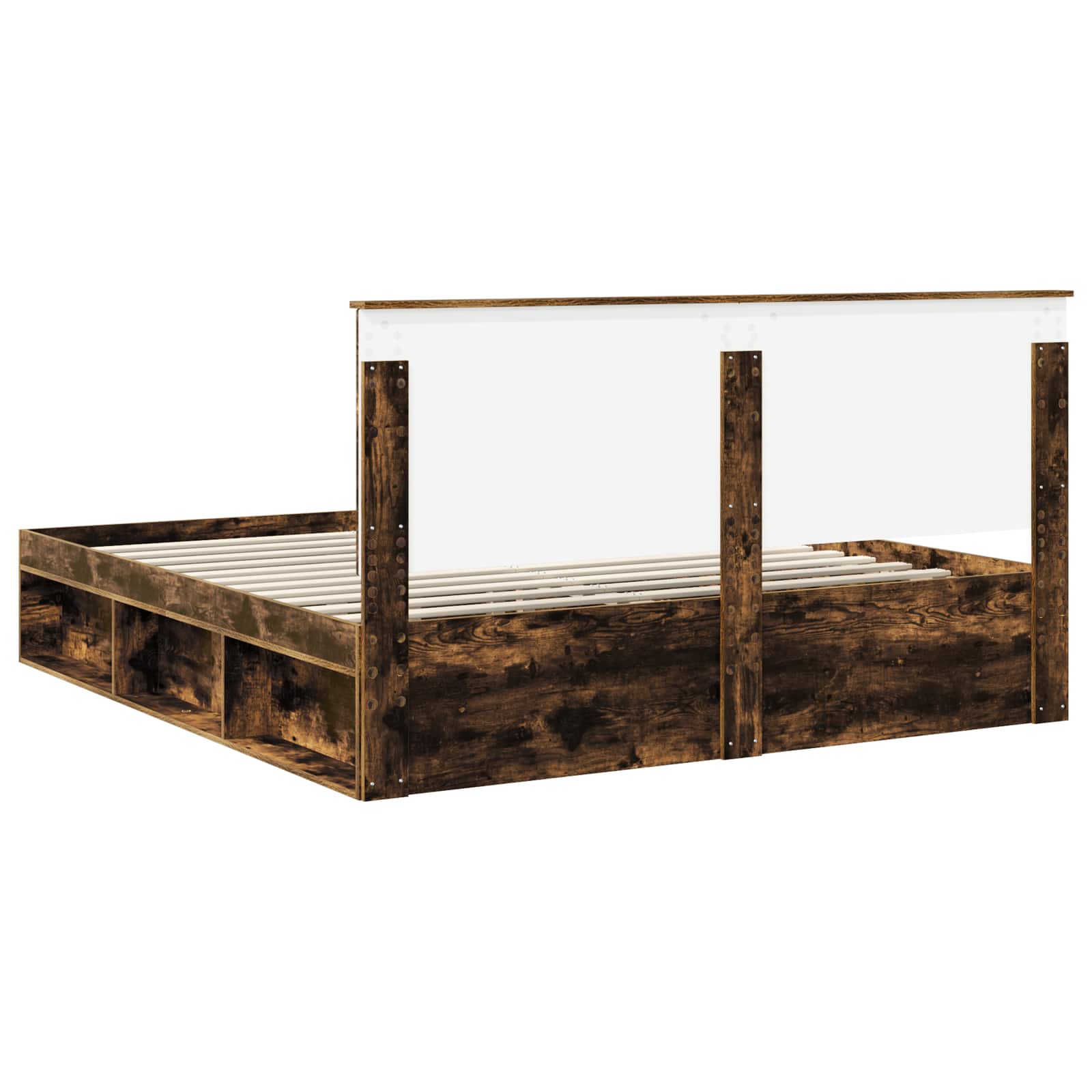 Cadre de lit chêne fumé 180 x 200 cm en bois de pin massif - 9