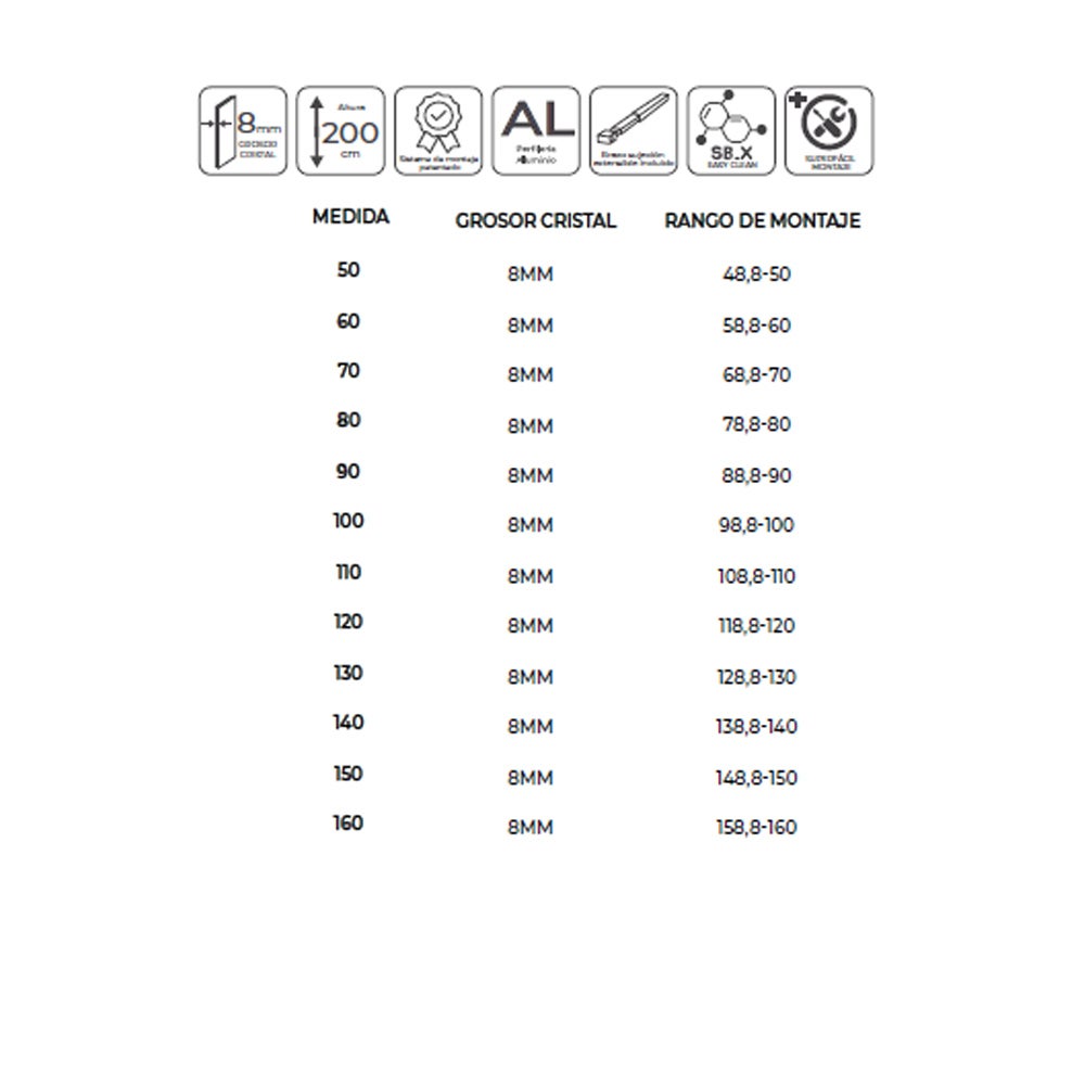 Pannello Doccia Fisso Walk-In | Vetro Temperato 8 mm Anticalcare Trasparente | Altezza 200 cm | Black Gun Metal 160cm - 3