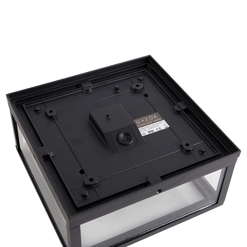 Qazqa design plafonnier extérieure, lumière plafond pour jardin - Charlois - noir, max. 40w, e27, 24cm, IP44, carré, à 2 - 8