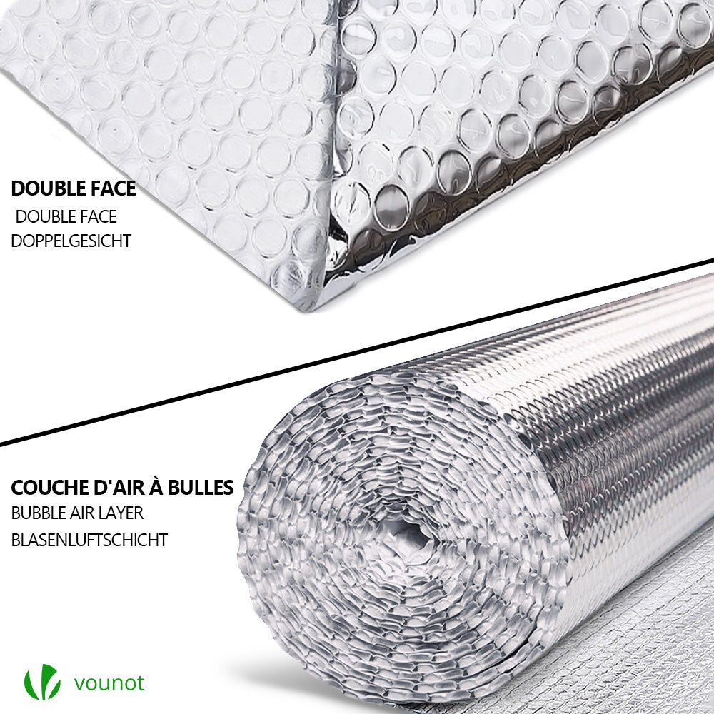 Isolant thermique a bulle double couche aluminium radiateur reflecteur 1.22x10m VOUNOT® - 2