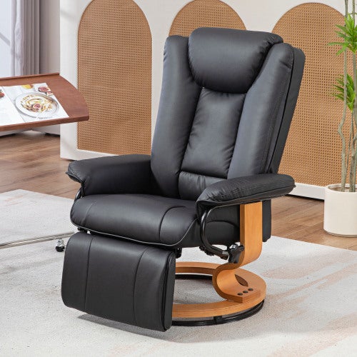 VidaXL Fauteuil Inclinable Confortable 135° - Chaise De Relaxation TV Avec Repose-Pieds, Tissu Noir Respirant Et Doux, Design Moderne Pour Salon