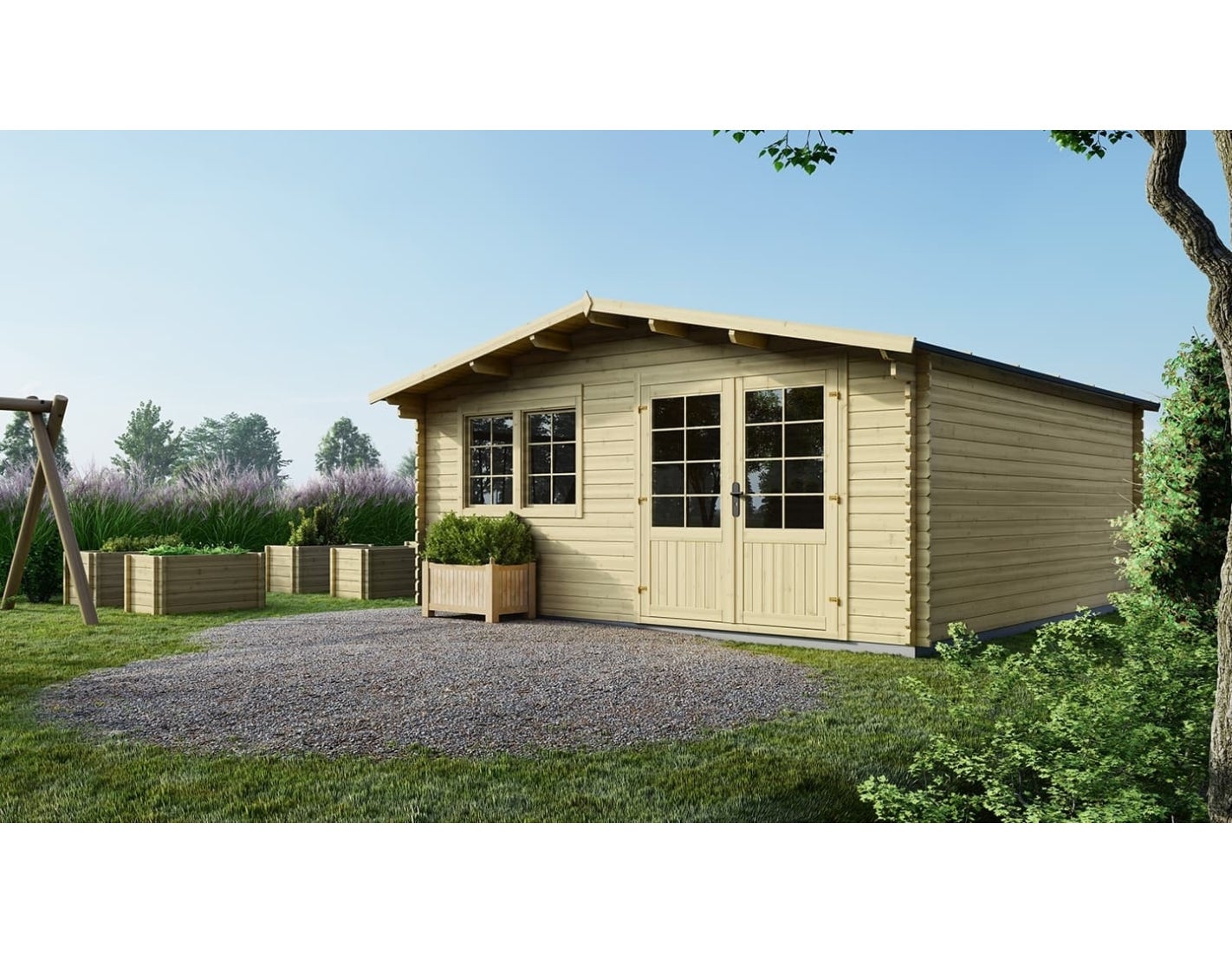 Domek ogrodowy ALTANKA 25 m2 - 5x5 m - 34 mm, drewniany, DOM722, 1 szt.