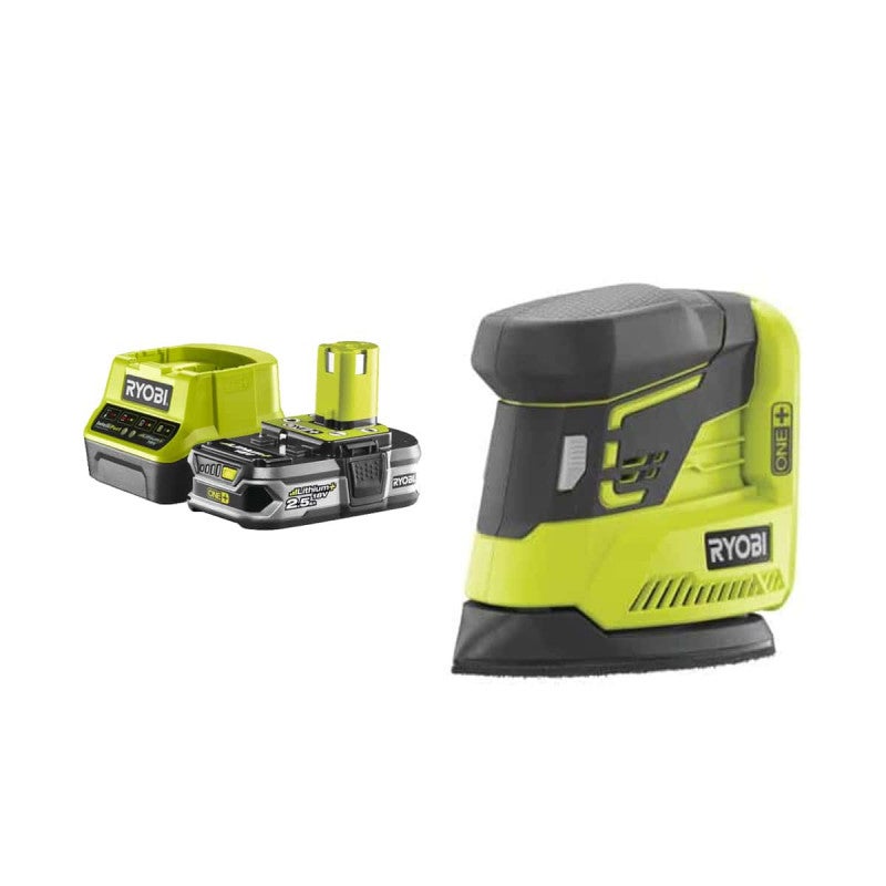Ponceuse Ryobi 100W Avec 5 Abrasifs - Ponceuse à Doigts Pour Coins - Aspiration Poussière Intégrée