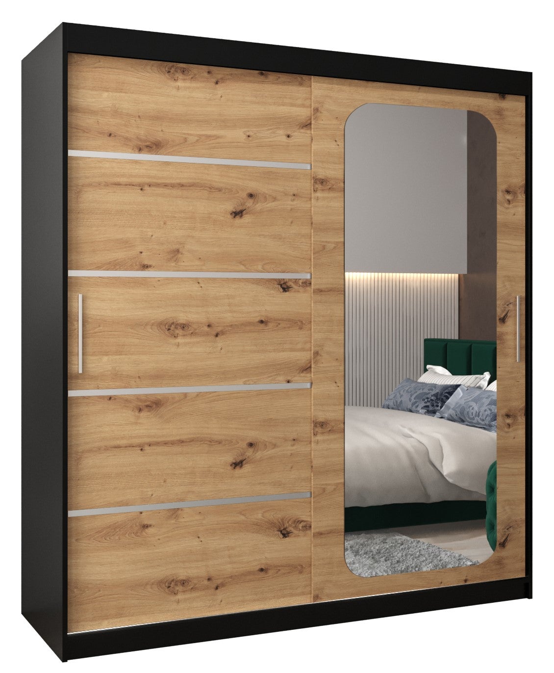 Szafa przesuwna garderoba PROMO V2 180 x 62 x 200 cm Czarny + Artisan - Abiks Meble