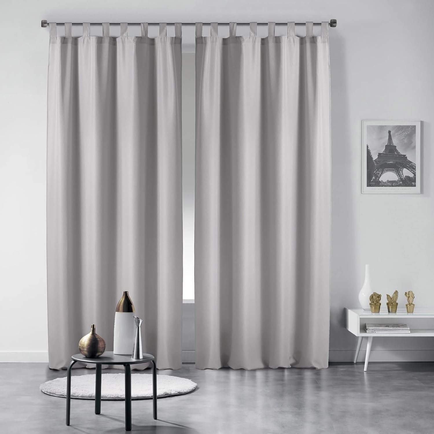 Rideau Blanc Lisse En Polyester - Lot De 2 Feuilles Unies - Idéal Pour Porte Ou Fenêtre