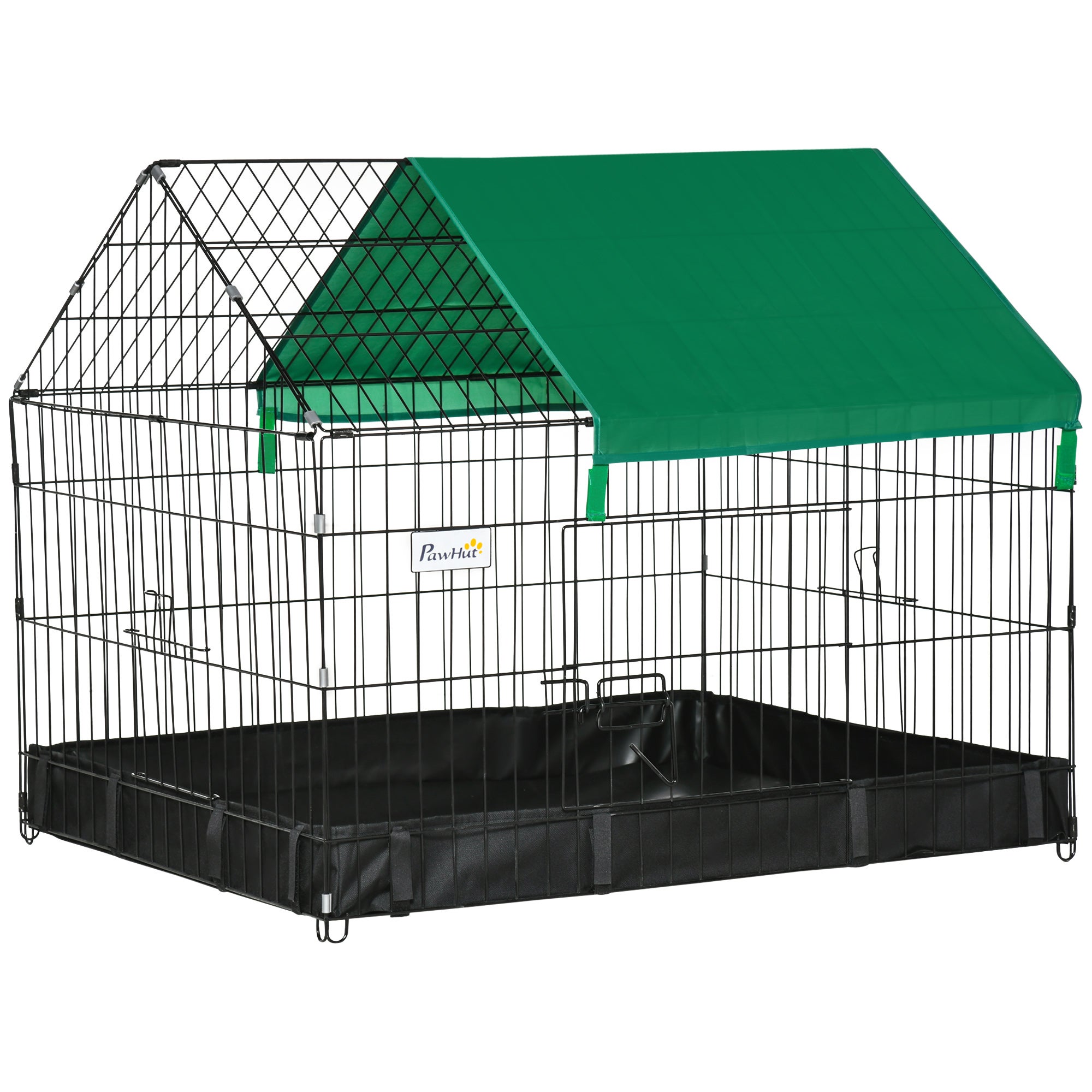 Gaiola para Animais Pequenos PawHut Aço e Tecido Oxford Preto e Verde 90x75x75 cm - 2
