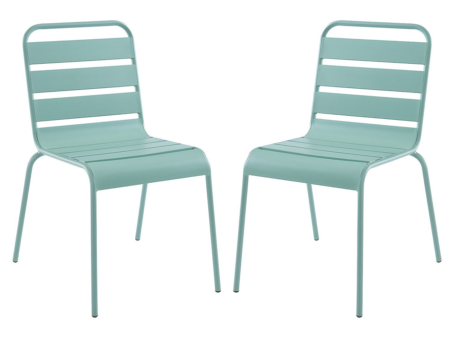Zestaw 2 sztaplowanych krzeseł ogrodowych z metalu – kolor zielony migdał - MIRMANDE