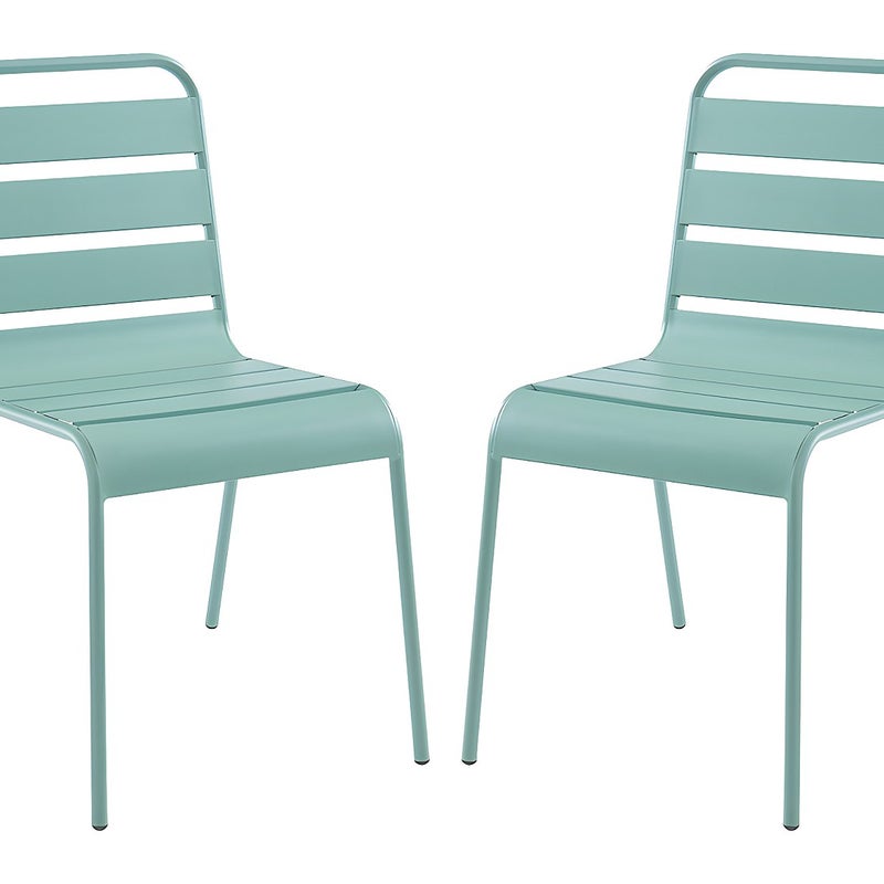 Zestaw 2 sztaplowanych krzeseł ogrodowych z metalu – kolor zielony migdał - MIRMANDE