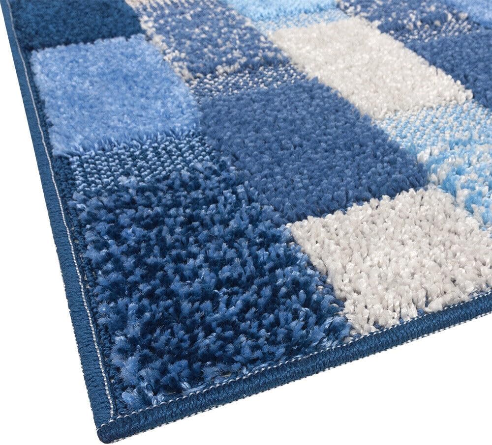 Tapete De Banho 60x120 cm Moderno Macio Antiderrapante Absorvente Tapete De Cabeceira Banho 100% Fabricado Em Itália Azul - 3