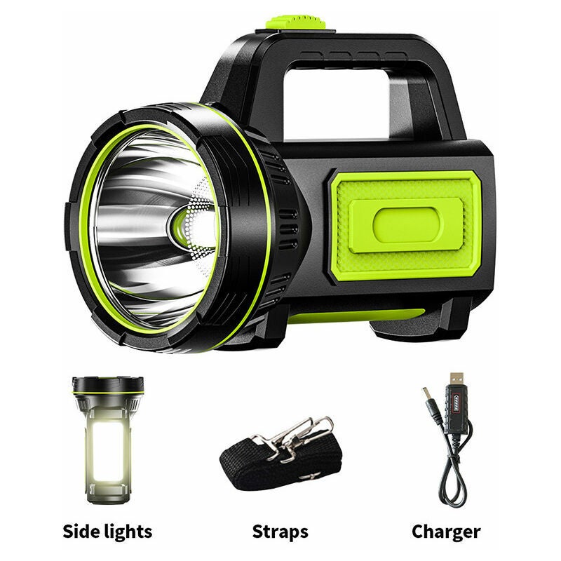Lanternă LED puternică reîncărcabilă USB 1200mAh cu lumină laterală