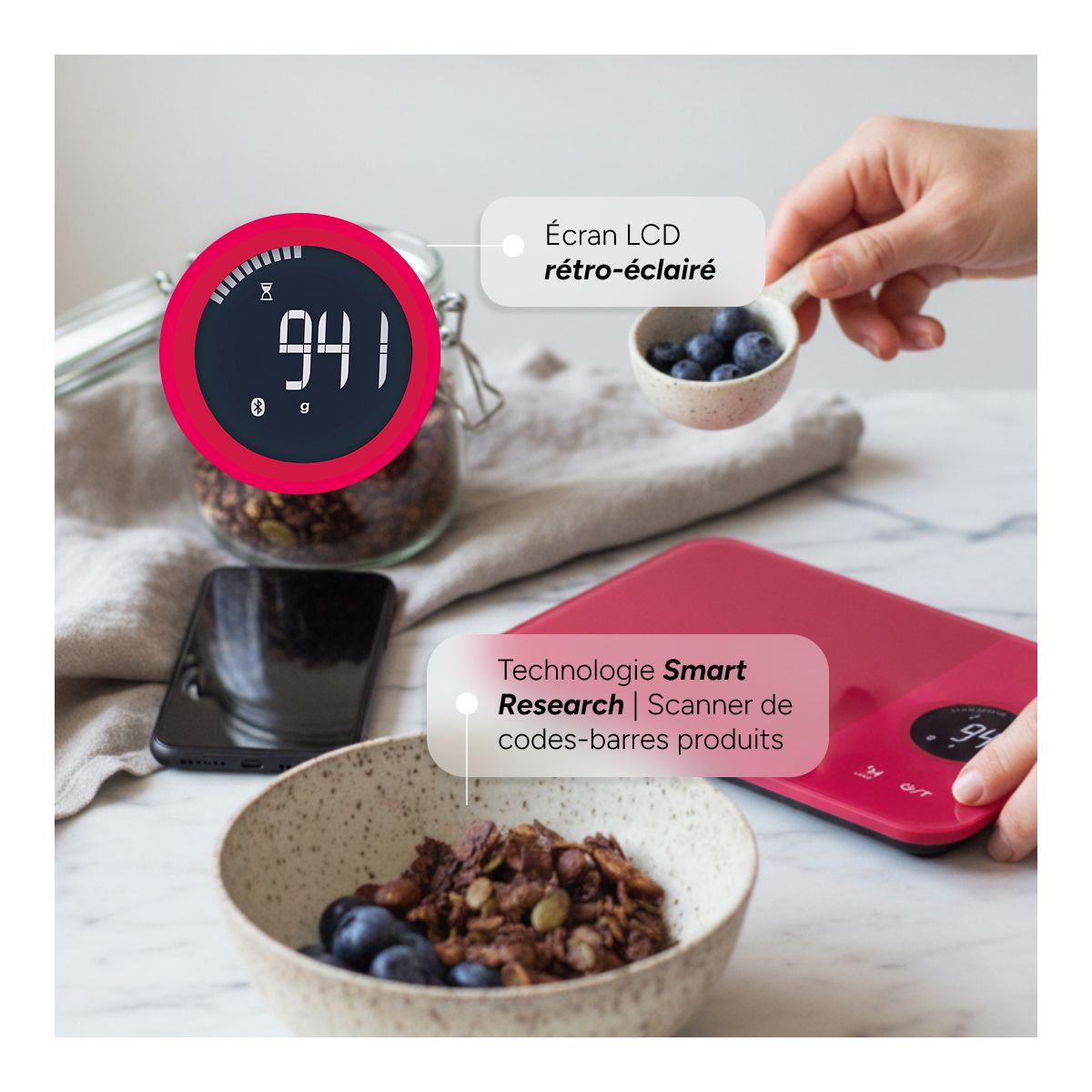 Balance connectée TERRAILLON NUTRITAB Cranberry - 4