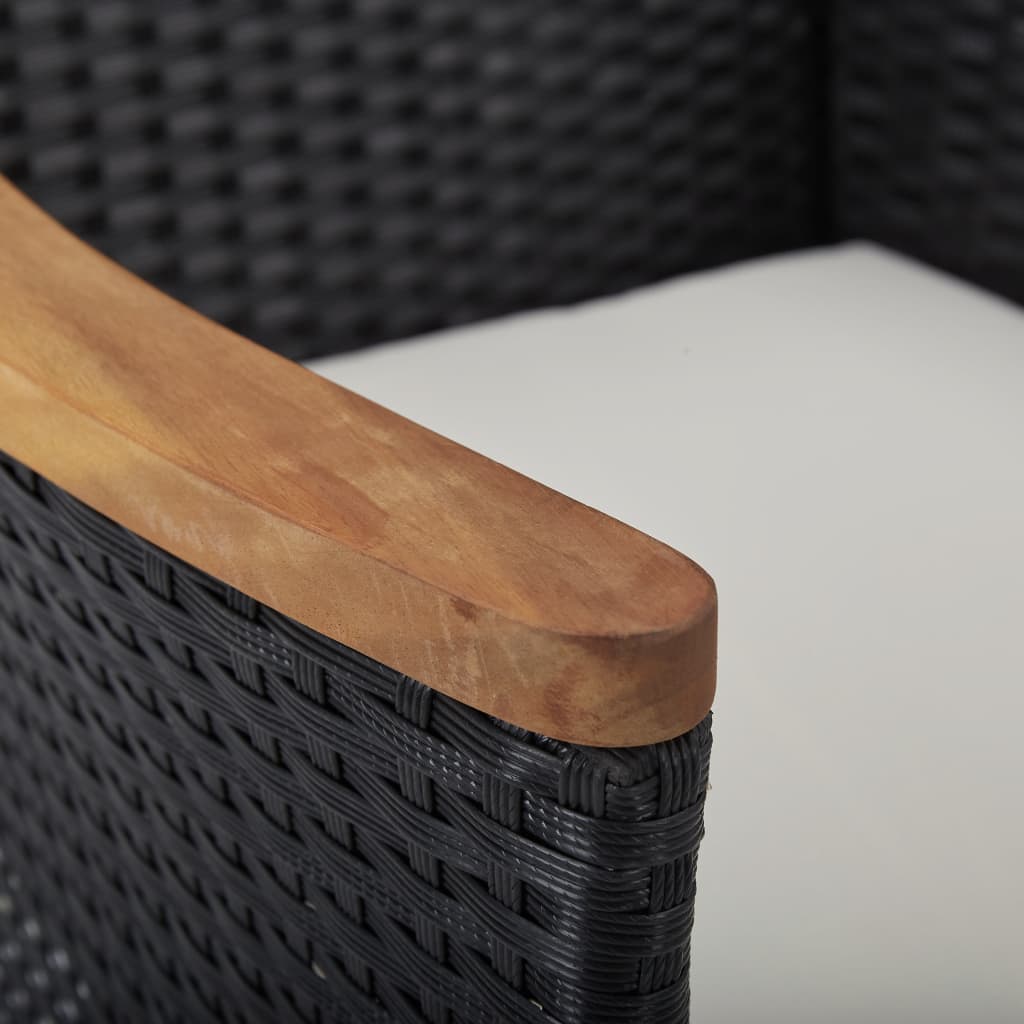 Maison Exclusive - Set da Pranzo da Giardino 5 pz Nero in Polyrattan e Acacia - 8