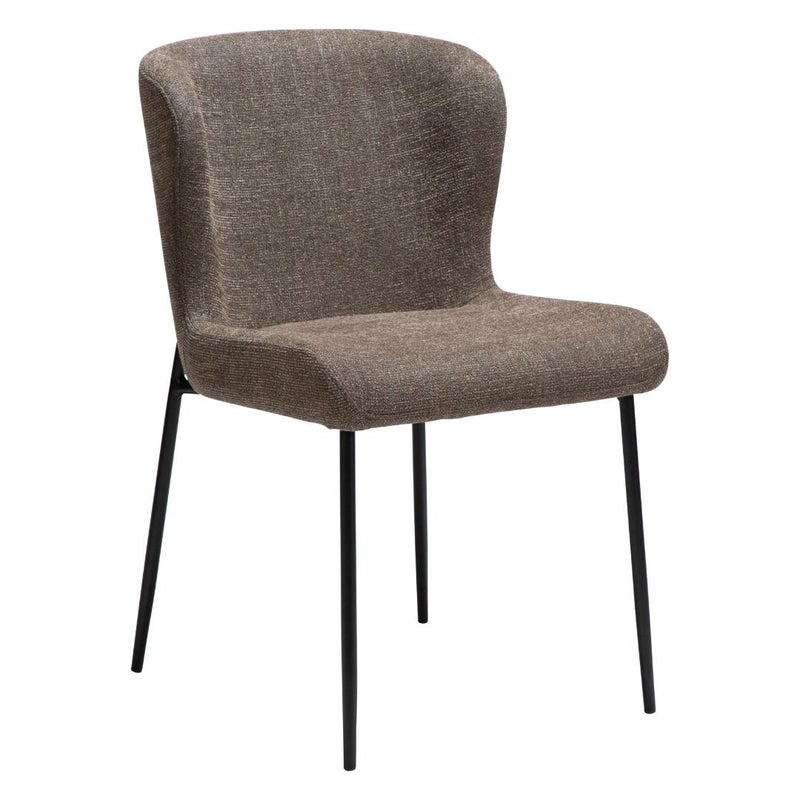 Glam Dan-Form krzesło stołowe bouclé brązowy.