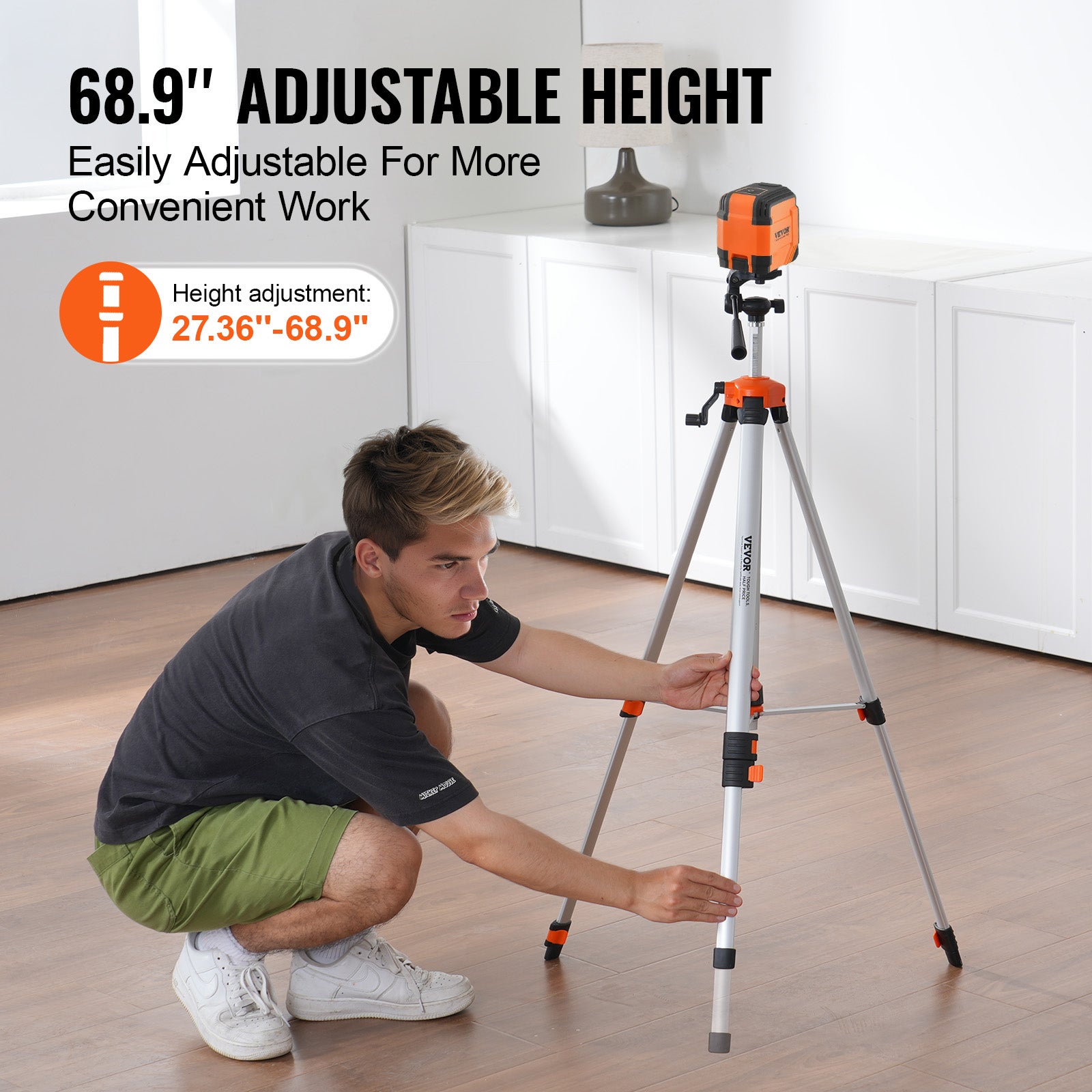 Trépied de niveau laser,support fileté VEVOR 1/4 x 20,réglage de la hauteur de 27,36
