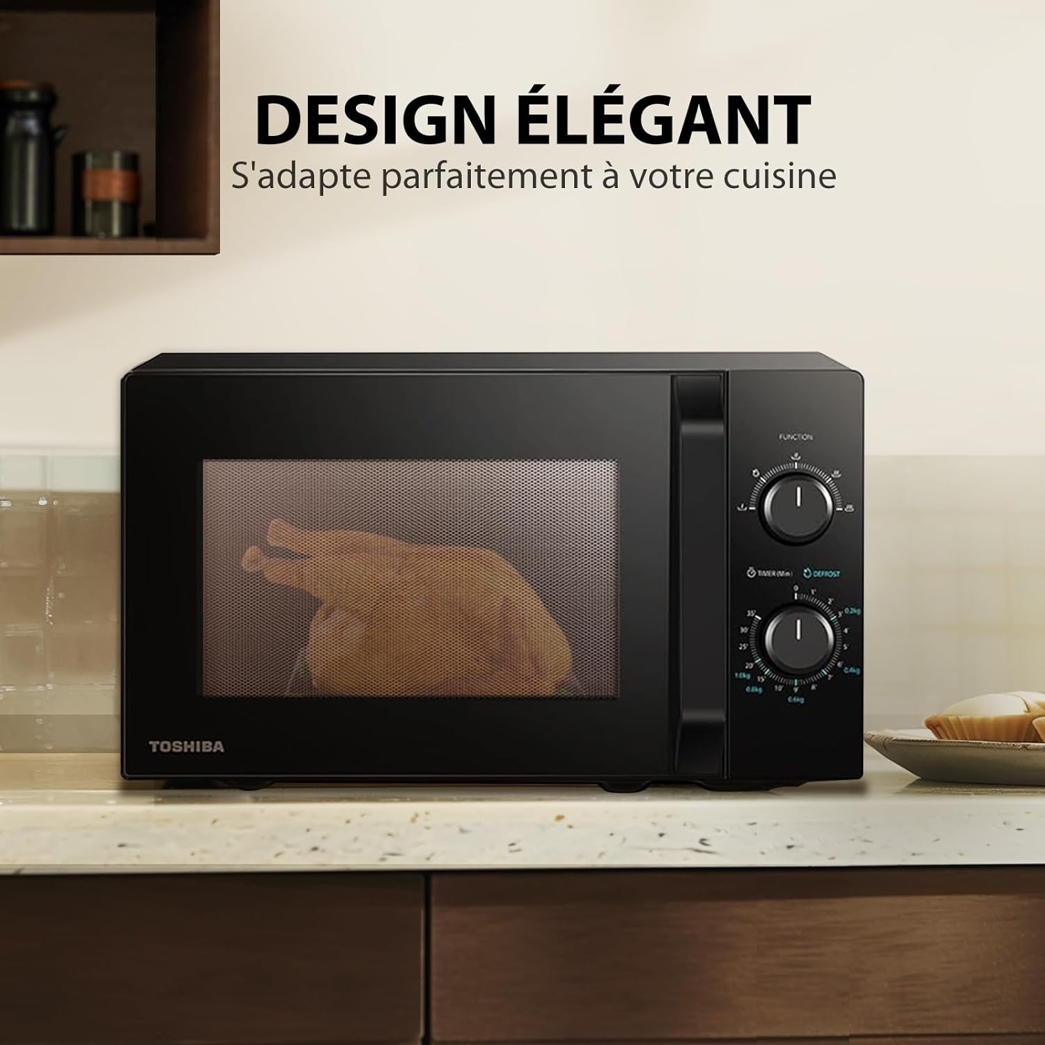 Micro-ondes pose libre - TOSHIBA - MW2-MM20P(BK) - Noir - 20L - 800W - 10