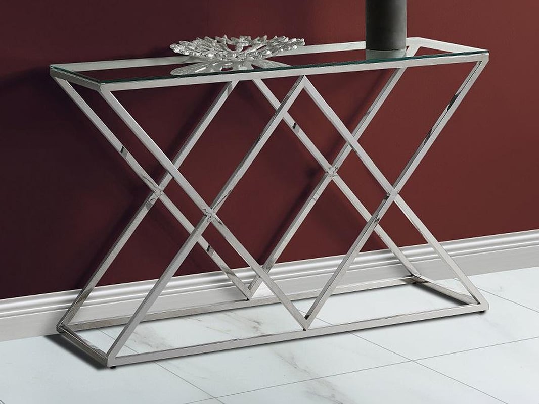 Konsola CHARLOTTE marki Pascal Morabito – szkło hartowane i stal – chromowana