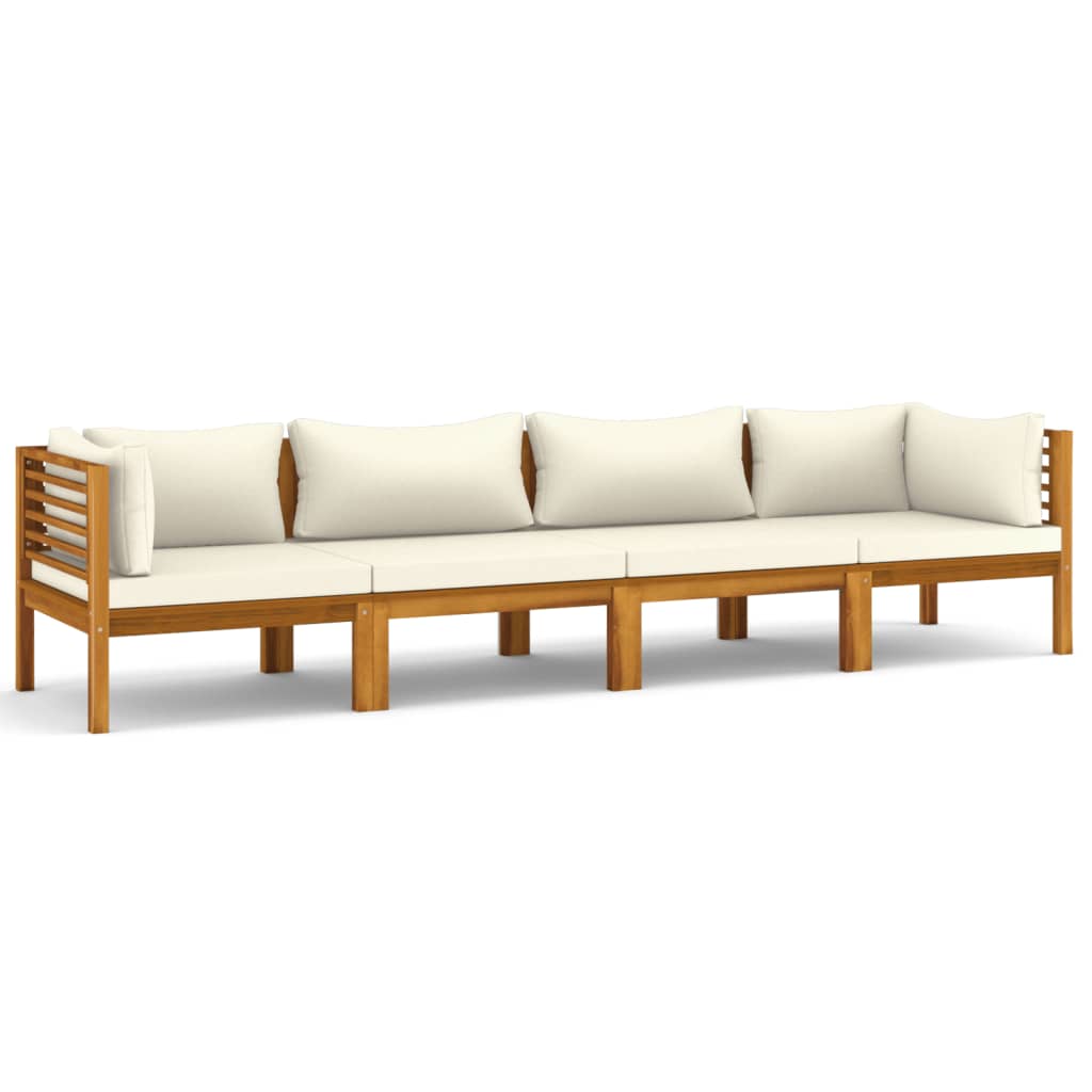 Salon bas de jardin en bois Beige 4 personnes - 2