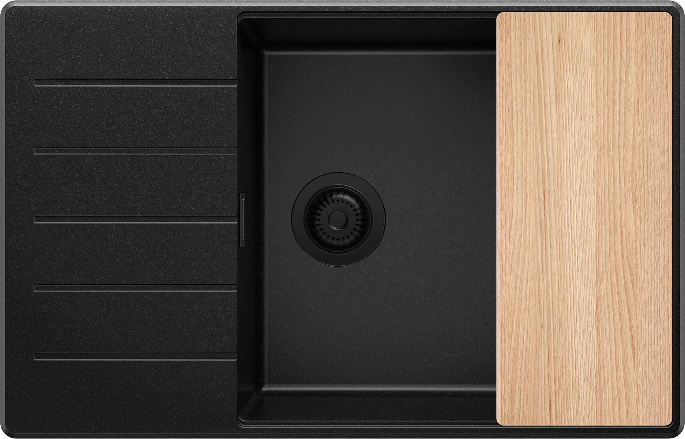 Fregadero CocinaTodo Negro 78x50cm, Fregadero Granito 1 Seno + Sifón