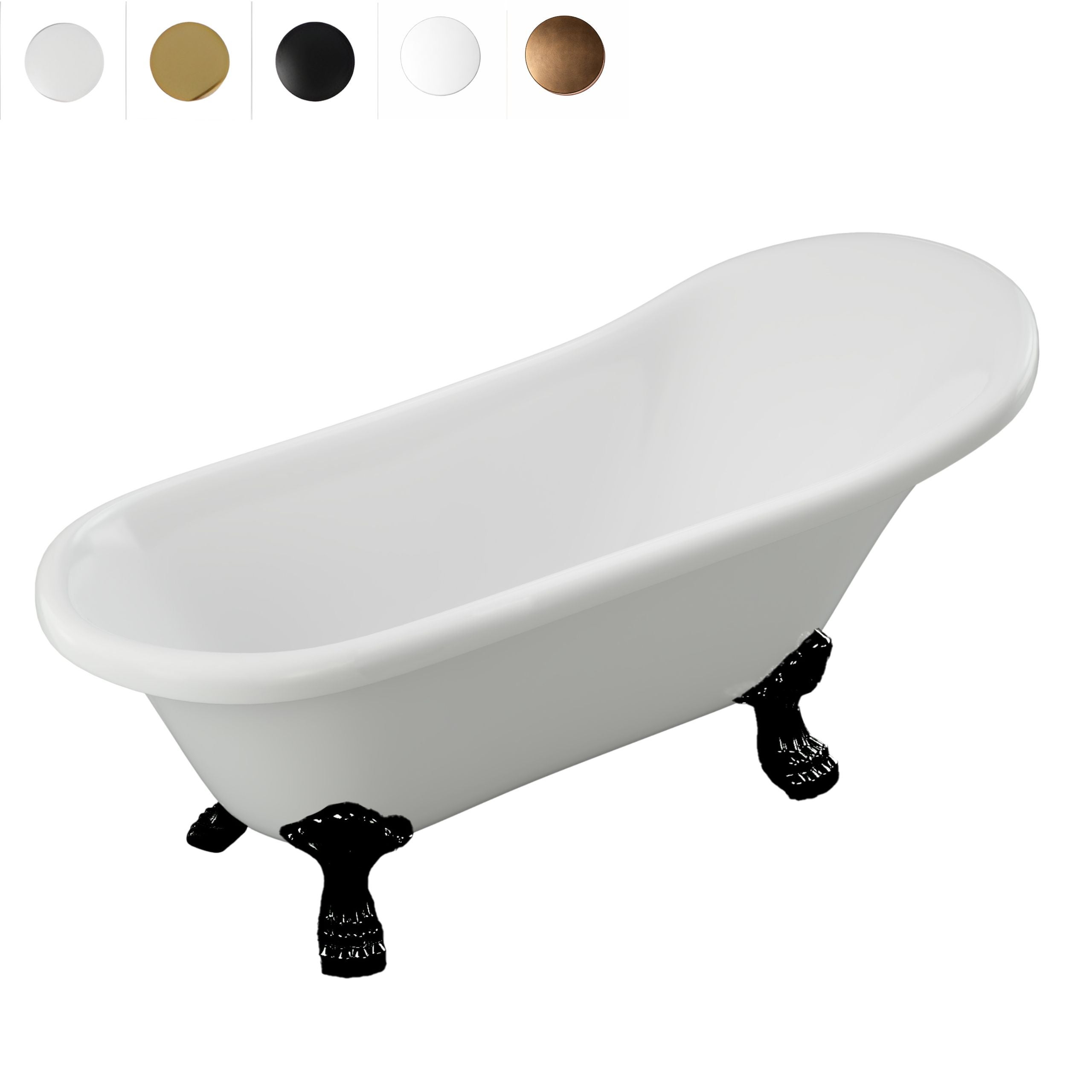 WANNA WOLNOSTOJĄCA ISABEL AKRYLOWA RETRO 150 X 75 CM BIAŁA, NOGI CZARNE