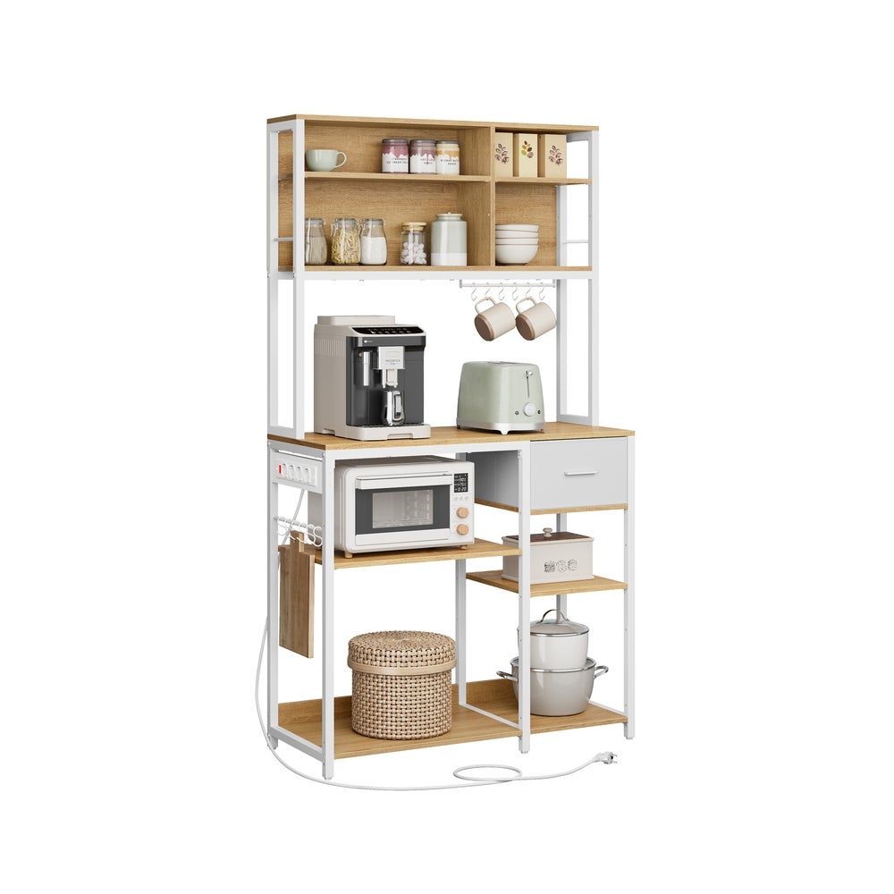 Genérico Dorado Estantería Cocina 7 Niveles Aglomerado Acero Regleta 4 Tomas - Roble - Imagen 3