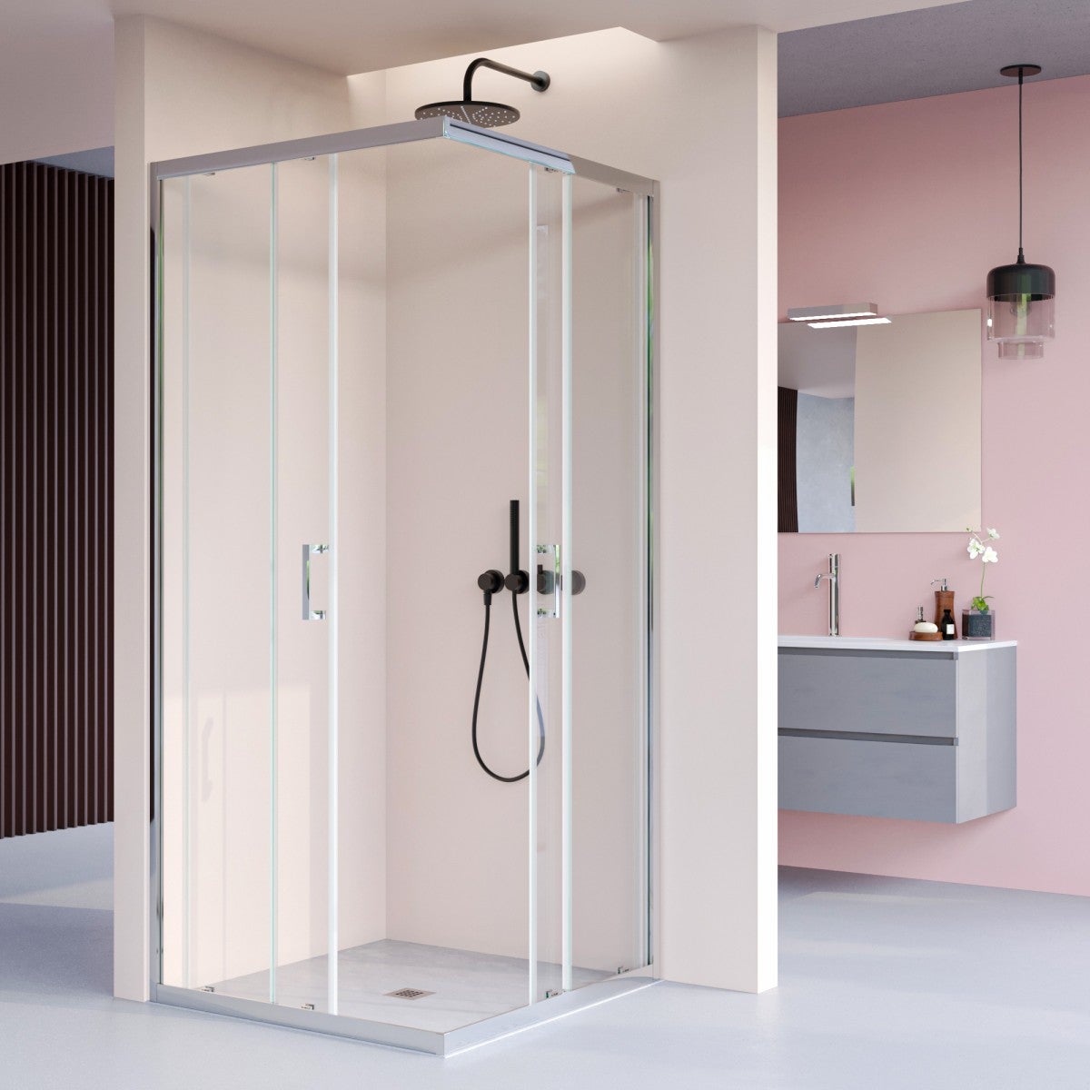 Box doccia due lati apertura scorrevole trasparente h195 6mm anticalcare adry, misura 70x90 - 3