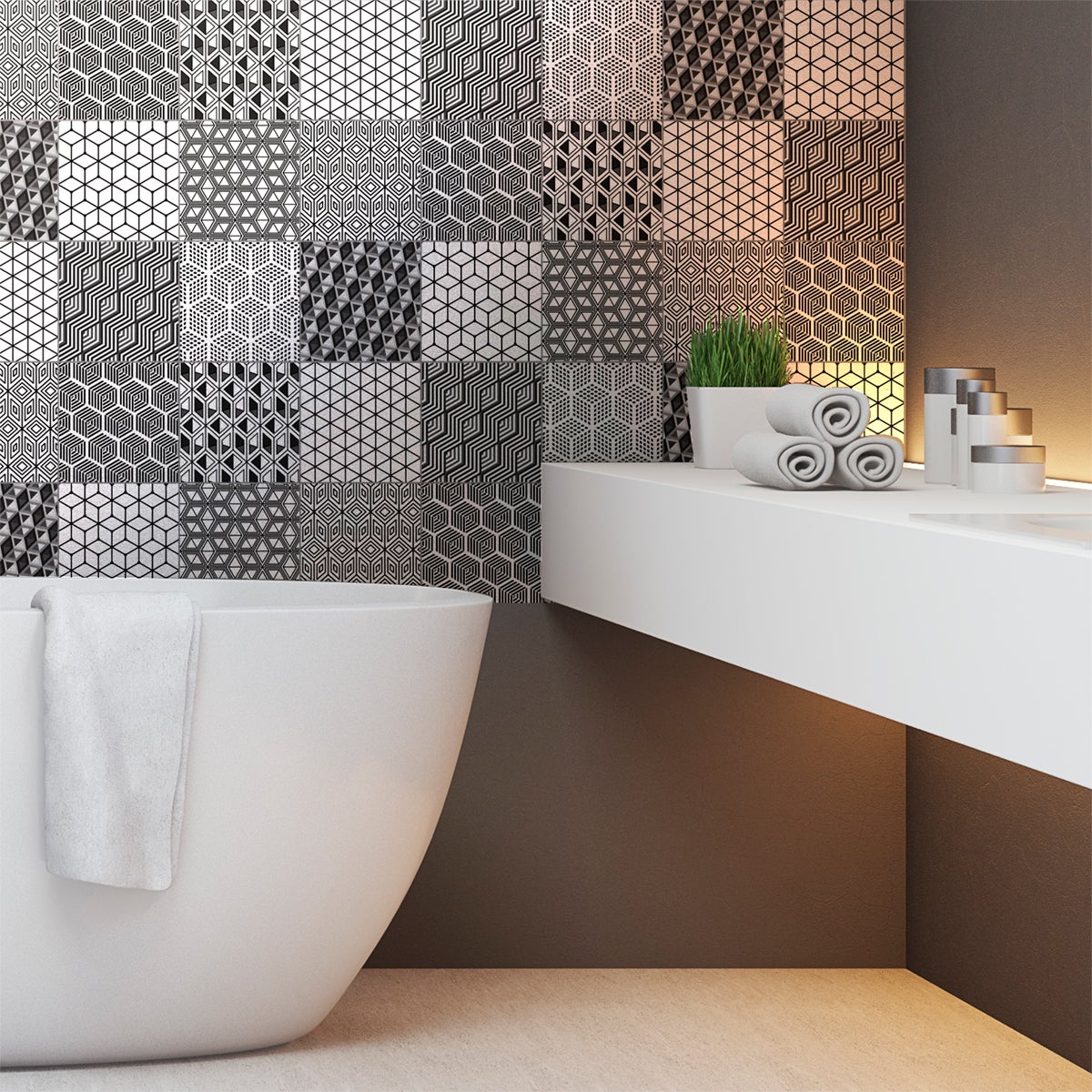 9 adesivi piastrelle di cemento scandinavo Finlandese - Sticker adesivo - adesivi murali - 9stickers20x20cm - 3