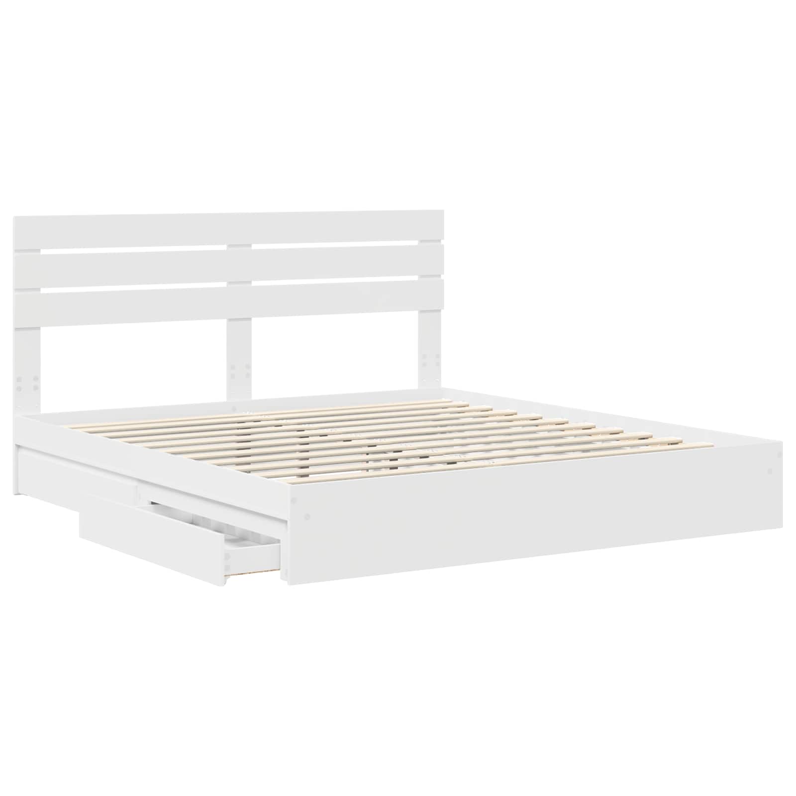 Lit de rangement blanc 180 x 200 cm panneau de bois - 5