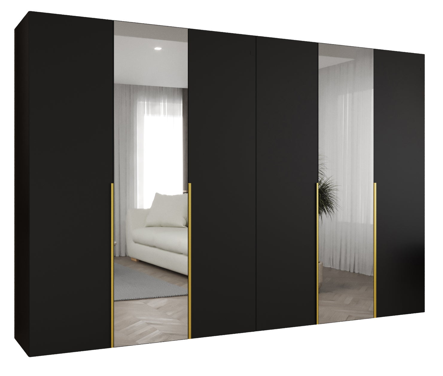 Szafa uchylna otwierana Alicante 2 300 x 52 x 202 cm czarny + u. złoty Abiks Meble