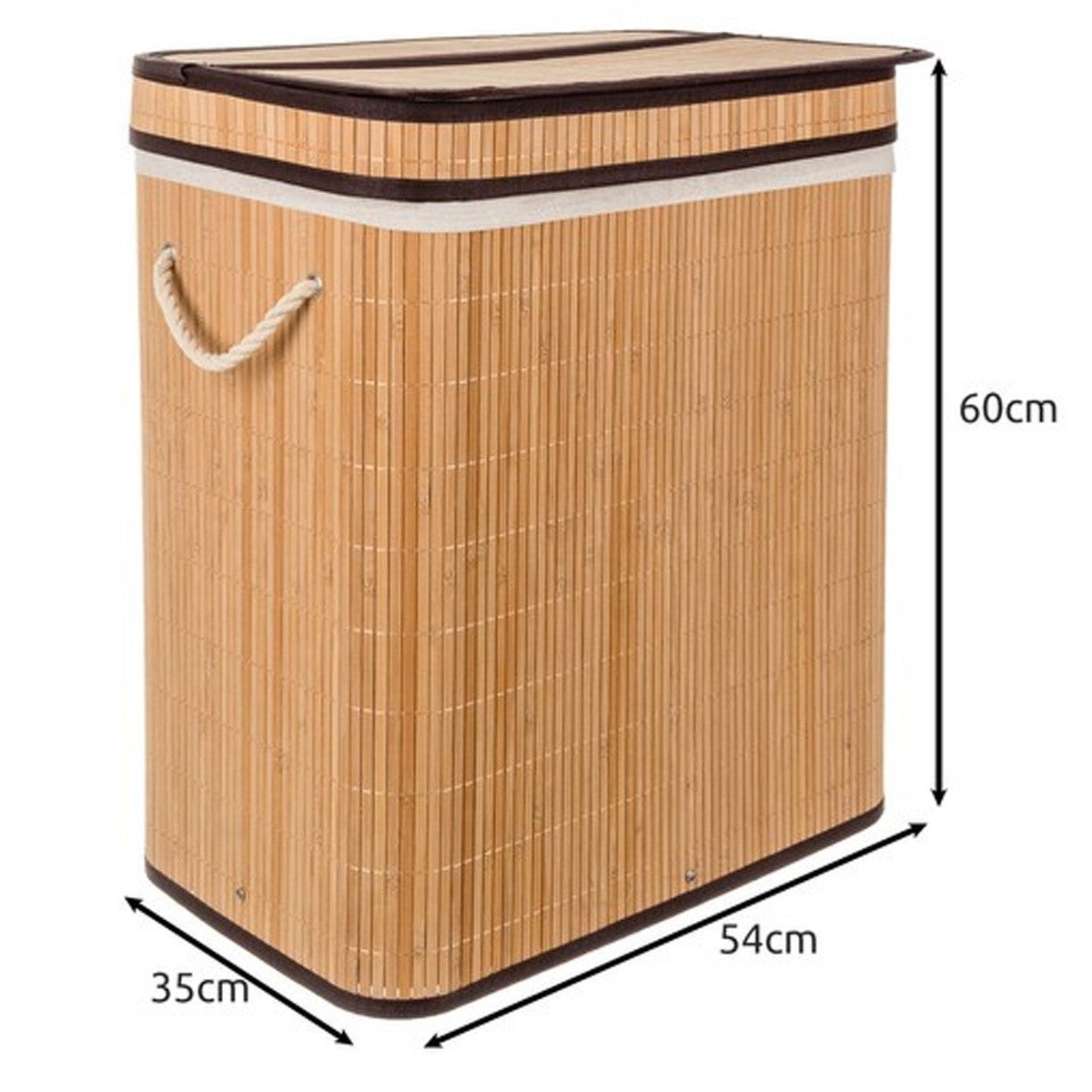 PALI Panier à linge robuste en bambou - 100 L - 2 compartiments - moderne et élégant - 4