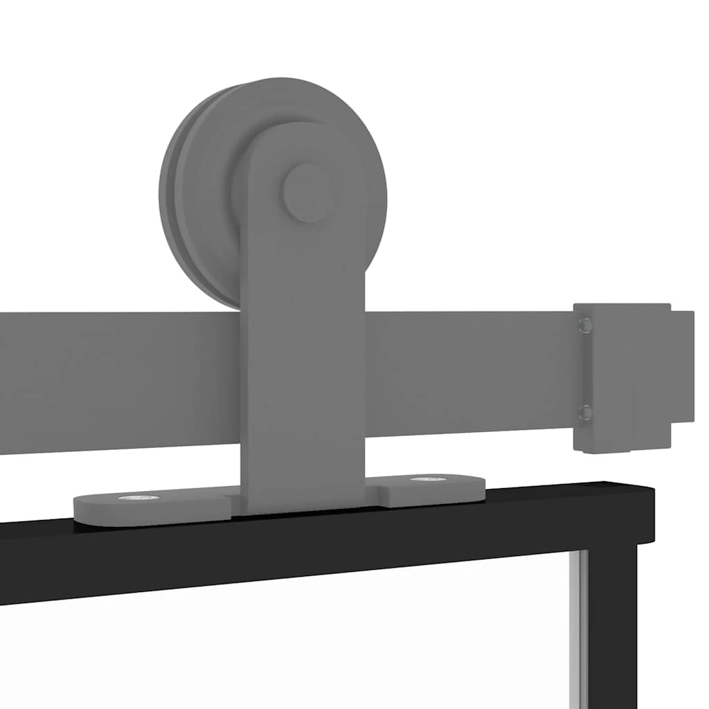 vidaXL Porte coulissante noir 90x205 cm verre trempé aluminium - 6