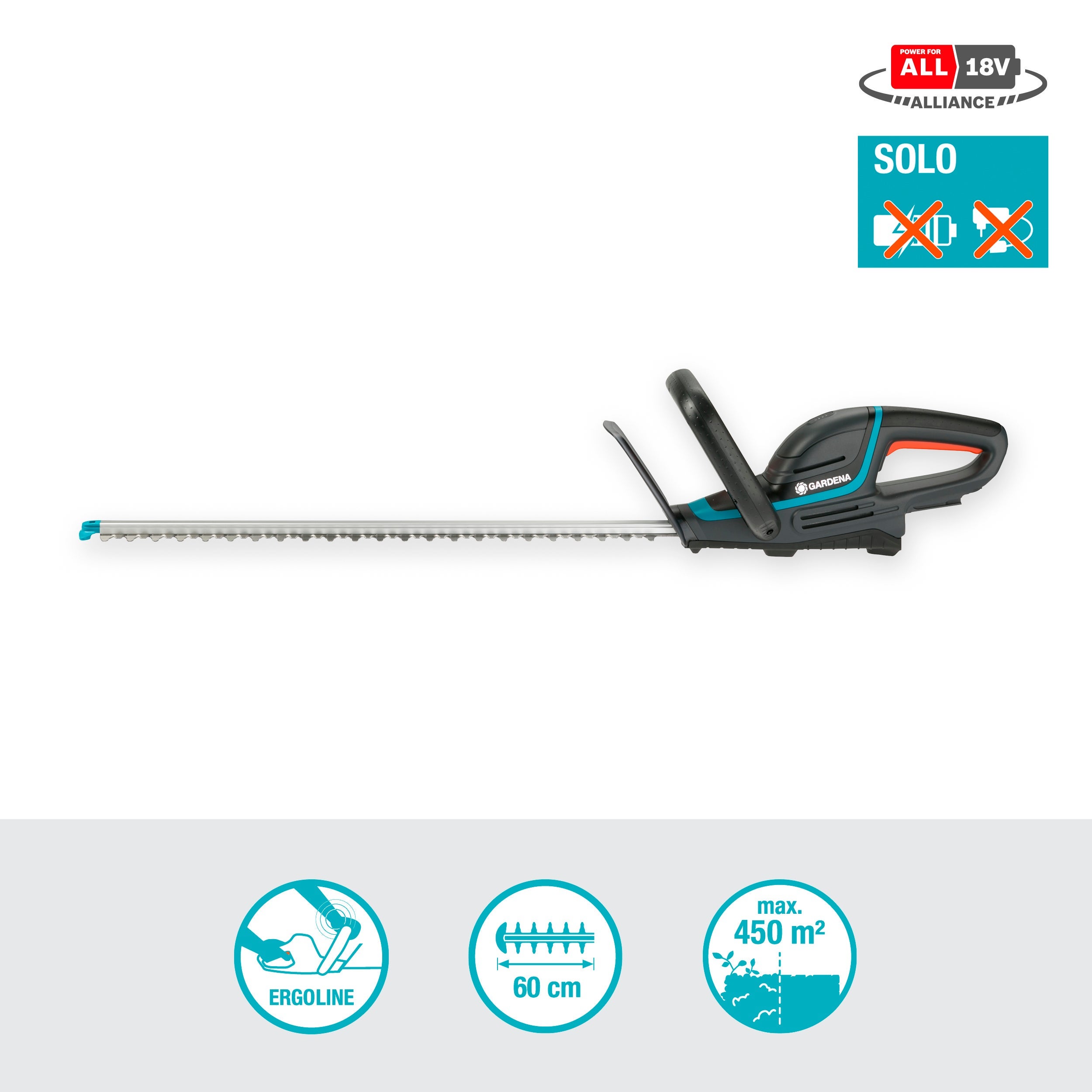 GARDENA Taille-haies ComfortCut 60/18V POWER FOR ALL. Outil seul sans batterie. (14731-55) - 2