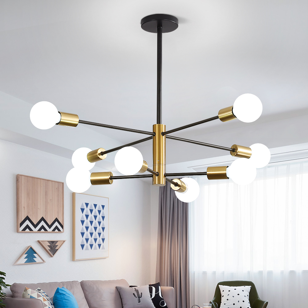 GOECO Suspension Vintage, Lustre industriel noirs E27, Plafonnier à angle réglable à 180 °, Lumières vintage pour salon cuisine chambre salle à mange - 7