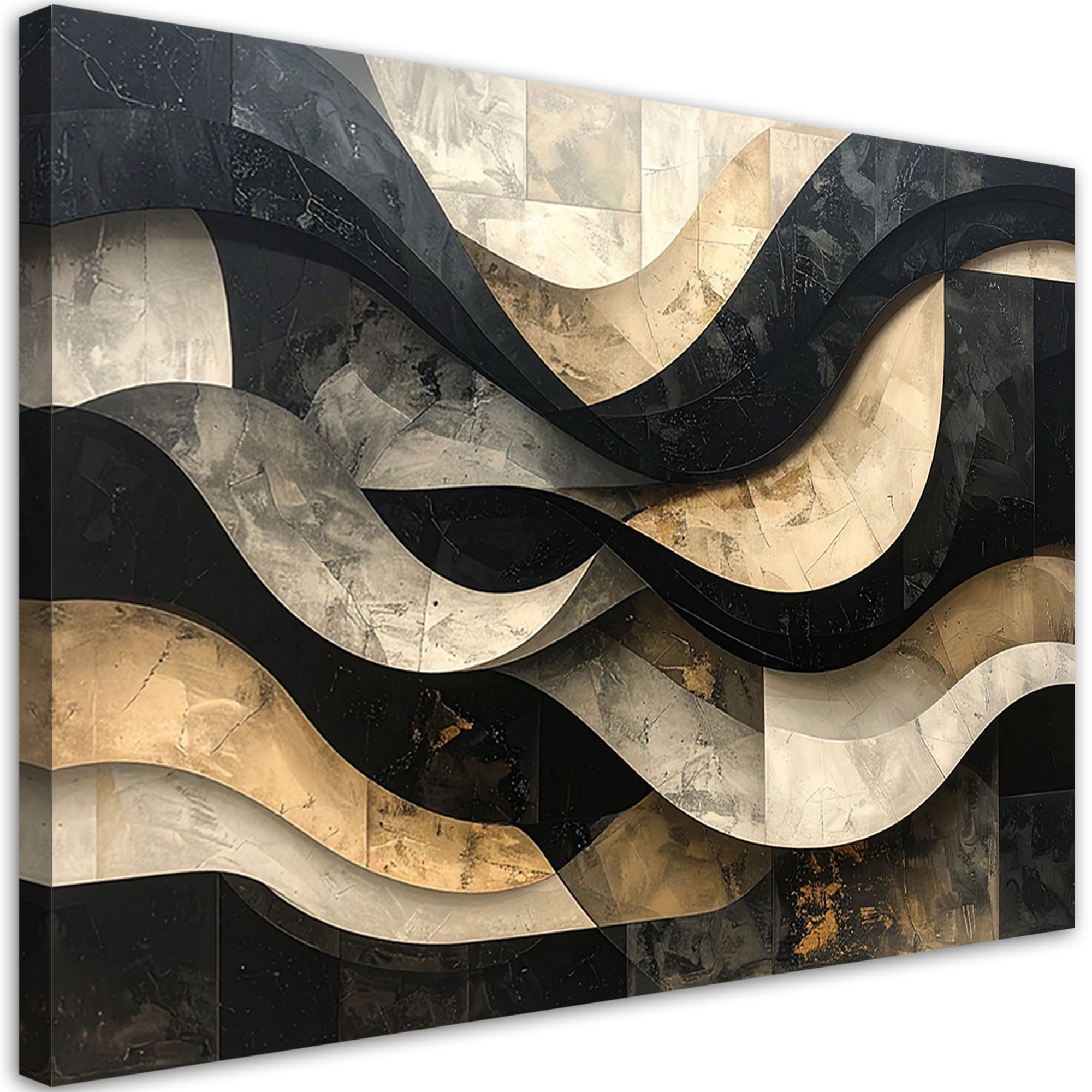 Obraz, Abstrakcyja 3D czarno złoty 45x30