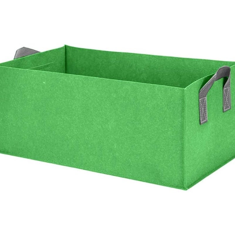 Zestaw 1 prostokątnej torby do sadzenia (60×30×20 cm, zielona), podwyższonej skrzynki z uchwytami, wentylowanej kwadratowej tkaniny